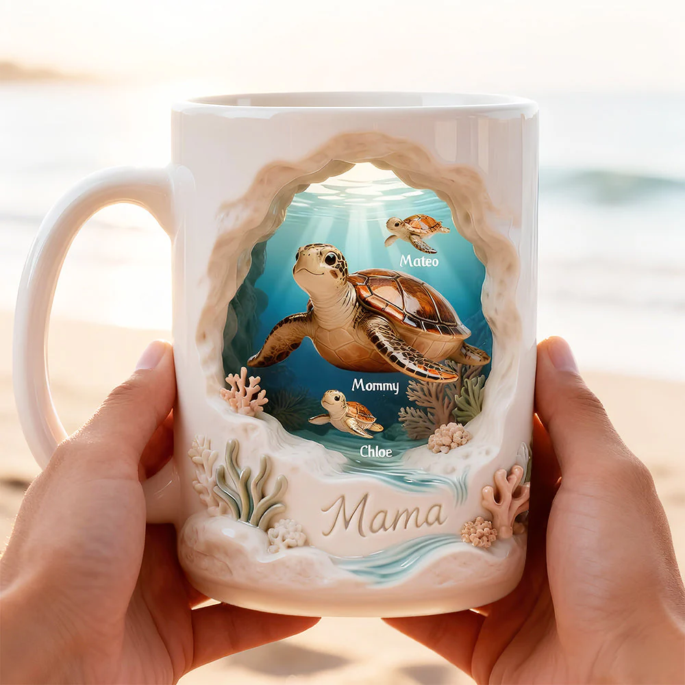Sea Turtle Mama - Personalized Mug - Gifts For Mom - Image 3