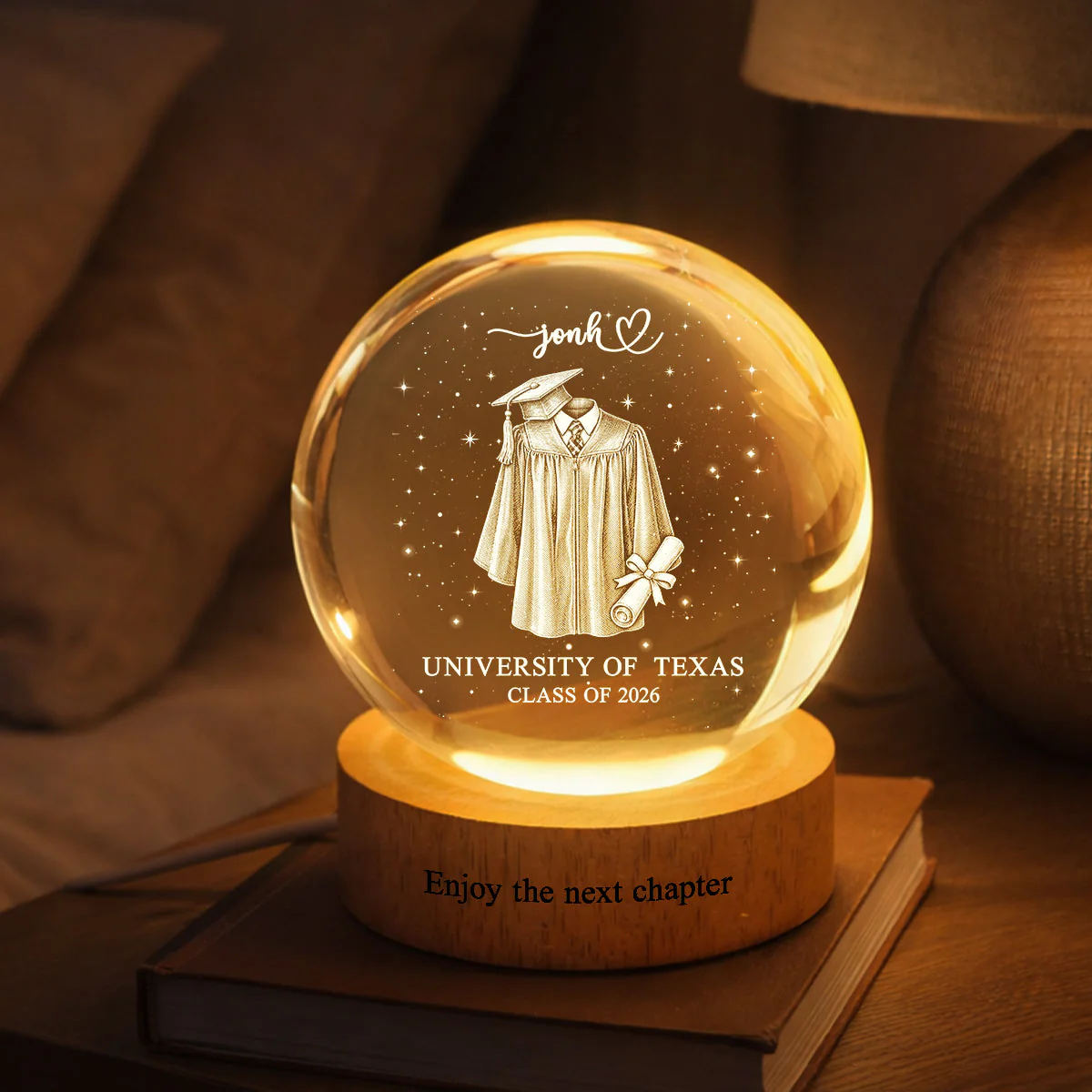 Senior Graduation Class Of 2026 - Personalized Crystal Globe Lamp - Gift For Graduates - Image 3