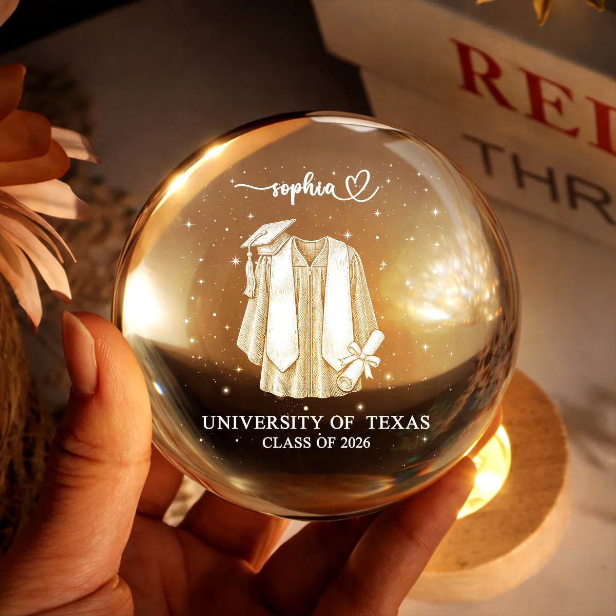 Senior Graduation Class Of 2026 - Personalized Crystal Globe Lamp - Gift For Graduates - Image 4