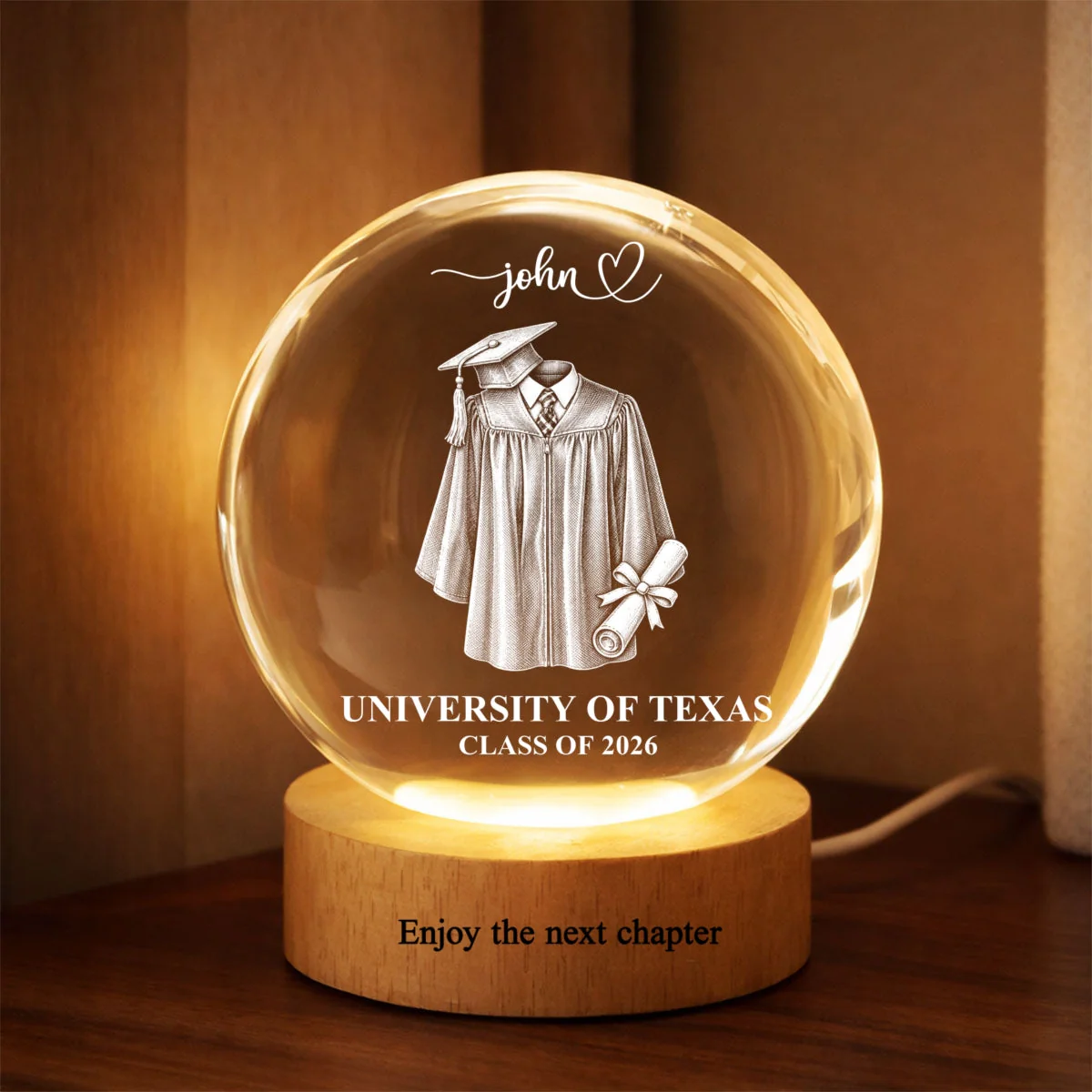 Senior Graduation Class Of 2026 - Personalized Crystal Globe Lamp - Gift For Graduates - Image 7