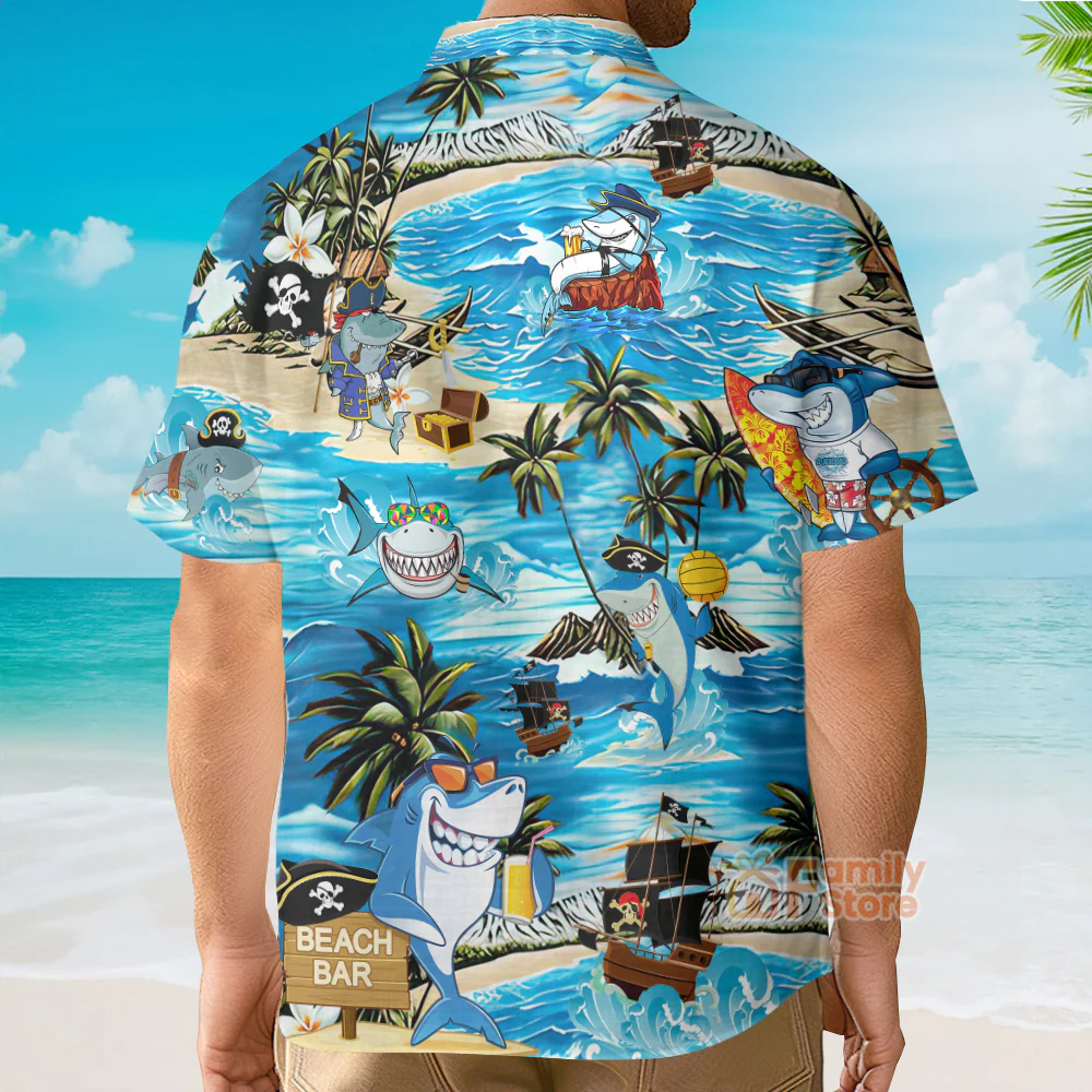 Shark Amazing Pirate Beach Bar Hawaiian Shirt - Image 5