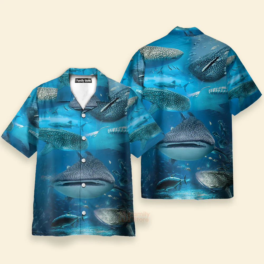 Shark Swim With Whale Sharks Hawaiian Shirt - Image 2
