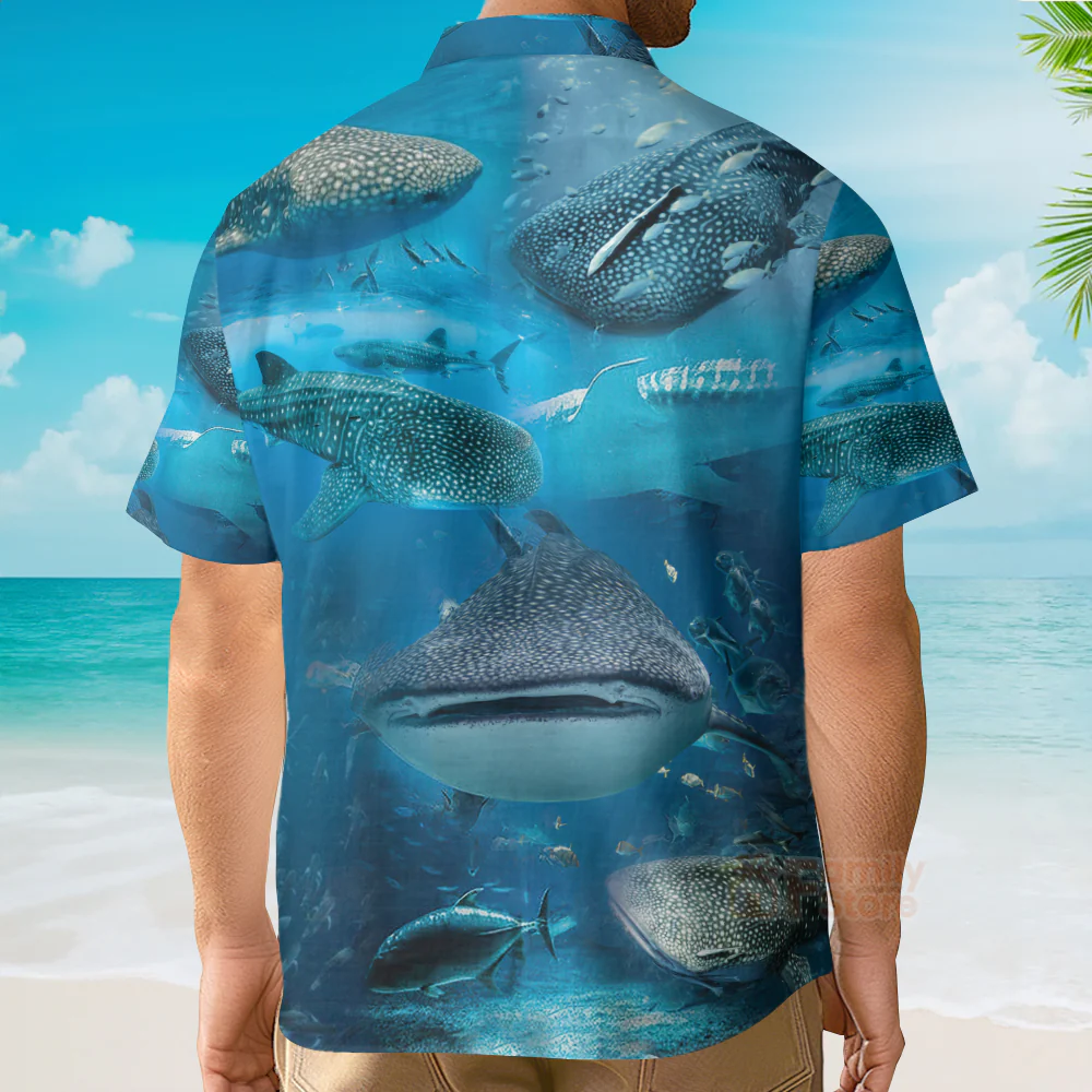 Shark Swim With Whale Sharks Hawaiian Shirt - Image 4