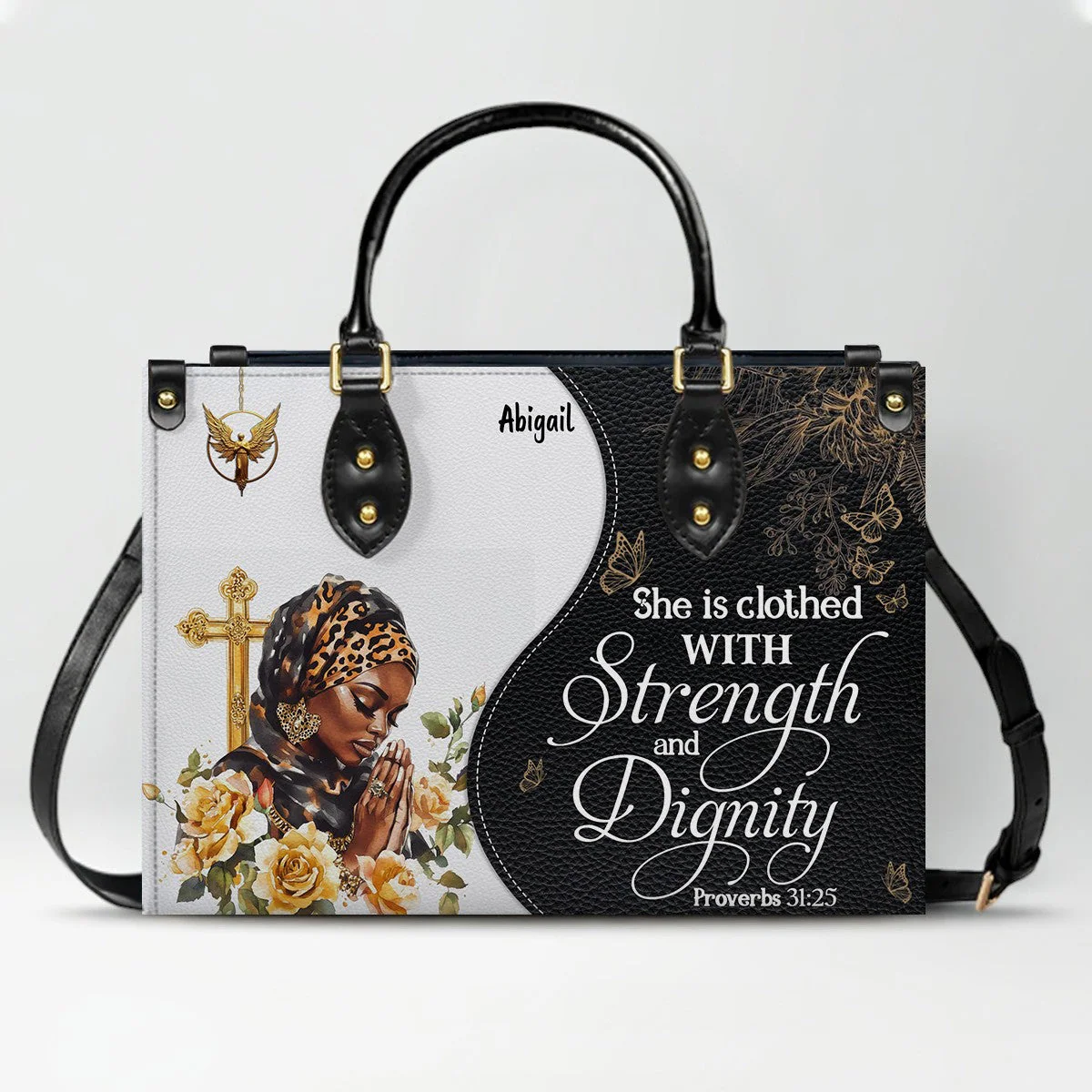 She Is Clothed With Strength And Dignity - Personalized Leather Handbag - Gift For Her HL128