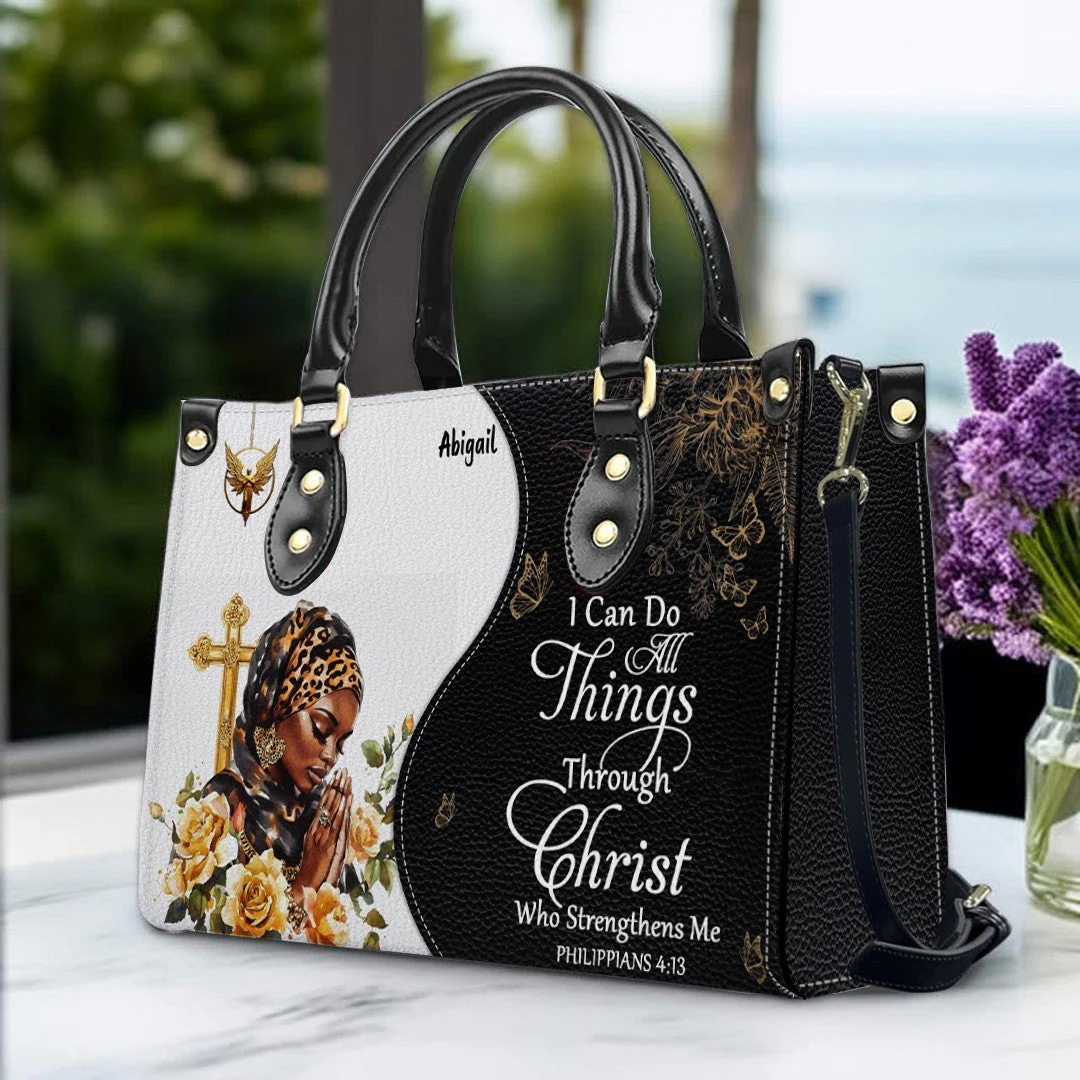 She Is Clothed With Strength And Dignity - Personalized Leather Handbag - Gift For Her HL128 - Image 2