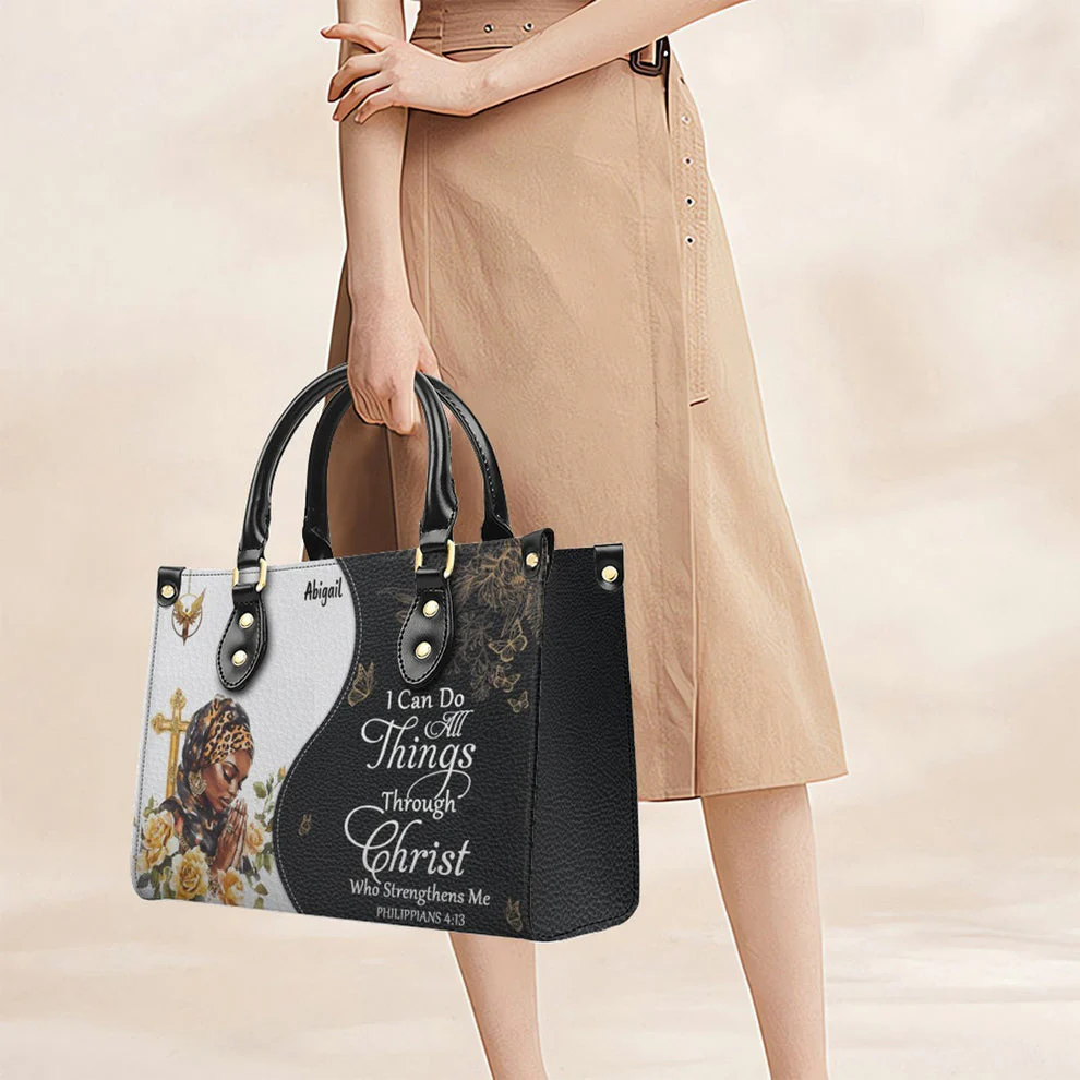 She Is Clothed With Strength And Dignity - Personalized Leather Handbag - Gift For Her HL128 - Image 3
