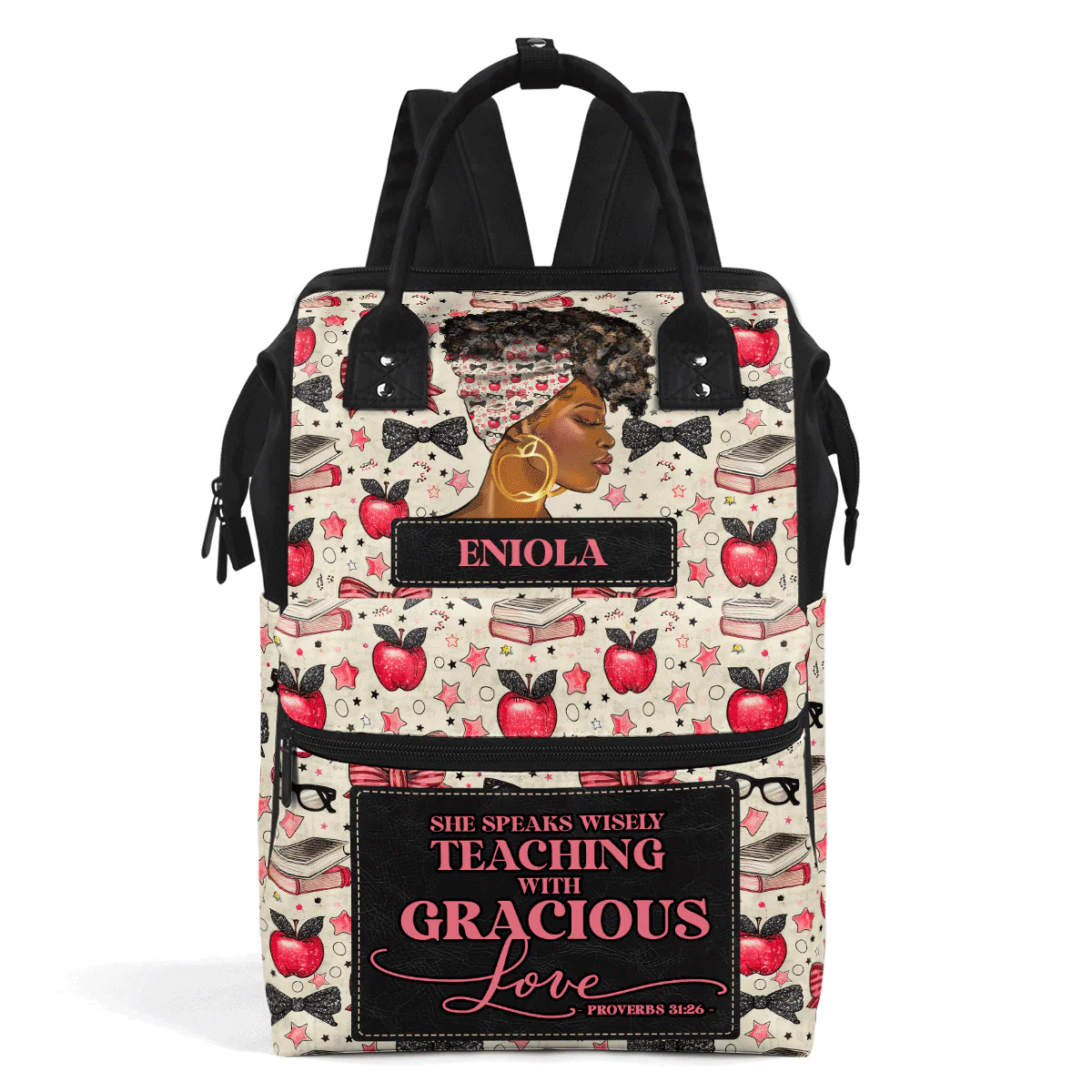 She Speaks Wisely Teaching Gracious Love - Personalized Duckbilled Backpack - Gift For Teachers
