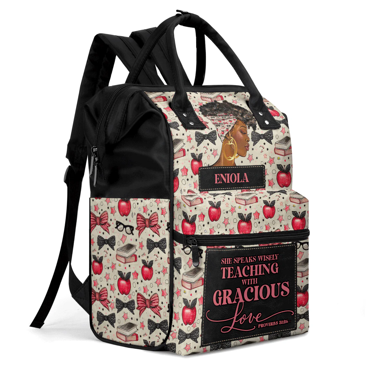She Speaks Wisely Teaching Gracious Love - Personalized Duckbilled Backpack - Gift For Teachers - Image 4