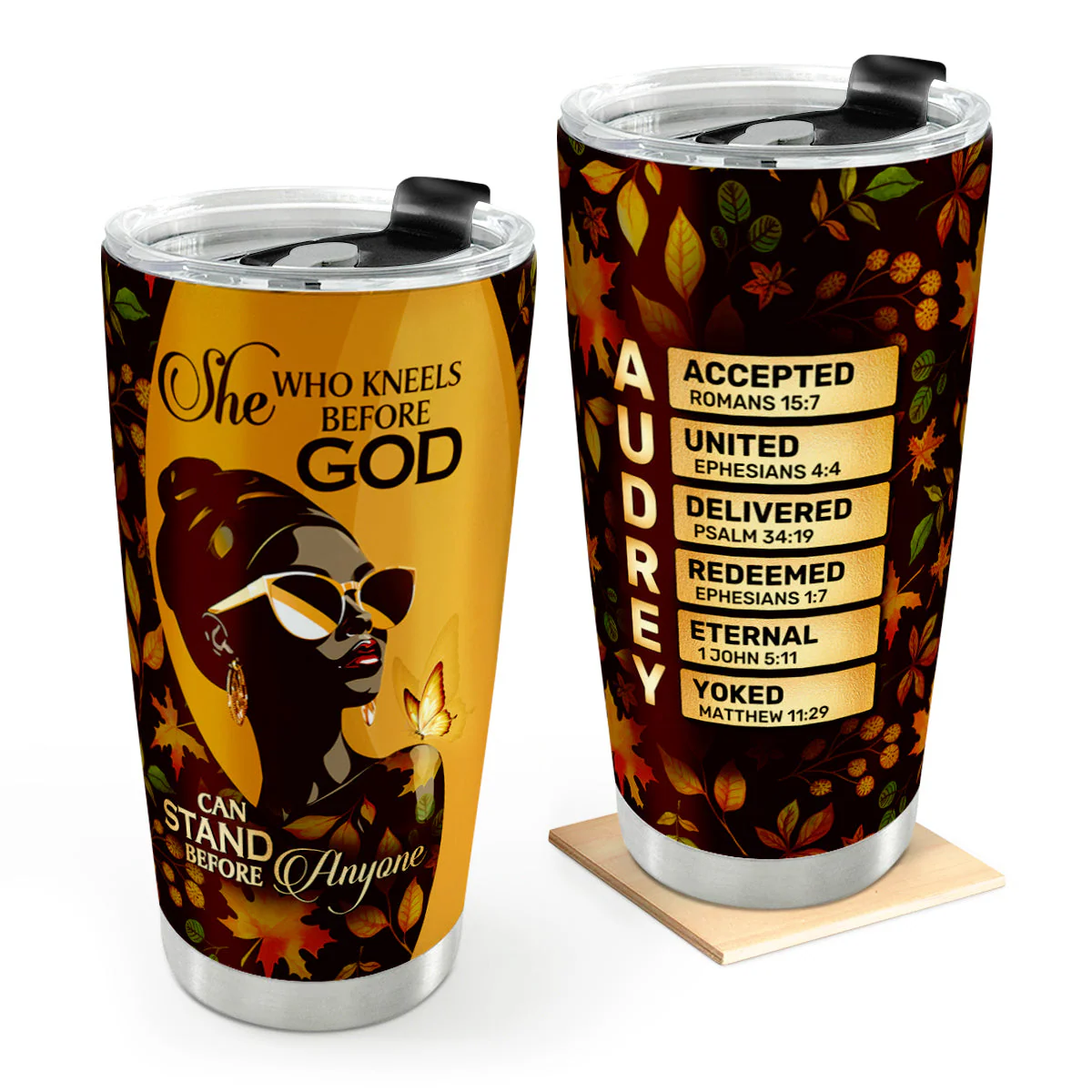 She Who Kneels Before God Can Stand Before Anyone - Personalized Stainless Steel Tumbler TD118