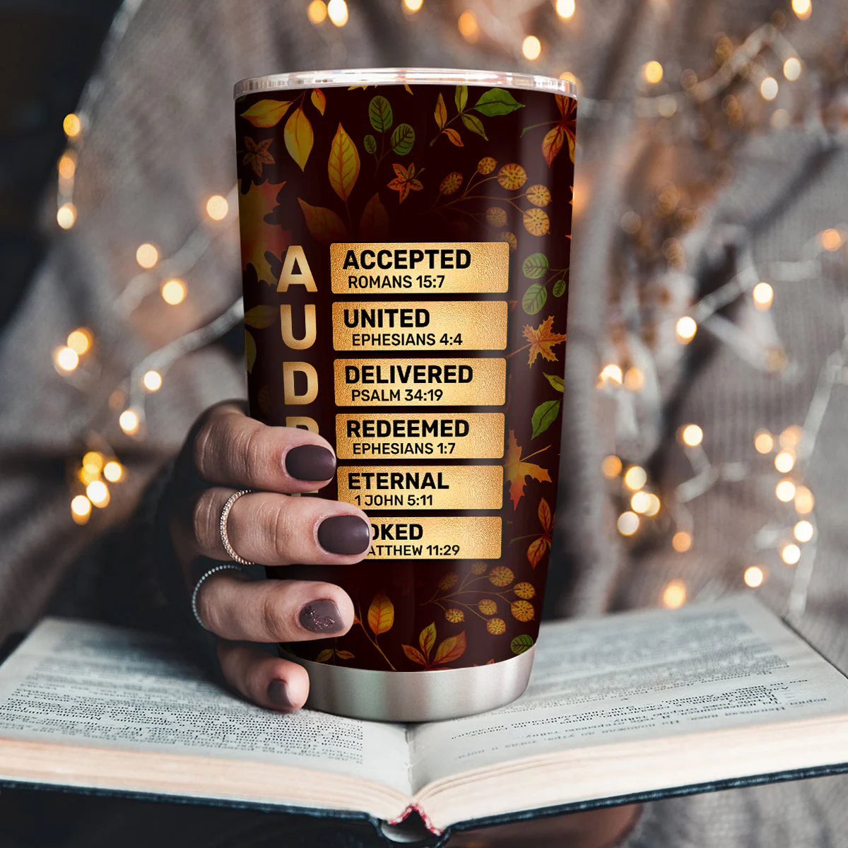 She Who Kneels Before God Can Stand Before Anyone - Personalized Stainless Steel Tumbler TD118 - Image 3