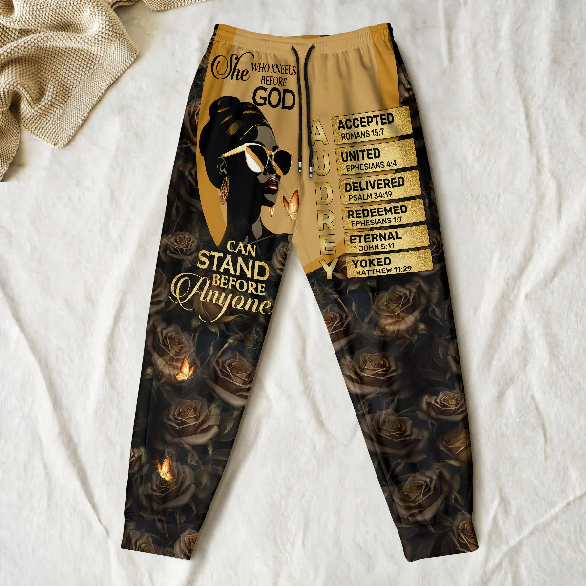 She Who Kneels Before God Can Stand Before Anyone - Personalized Sweatpants | TD118