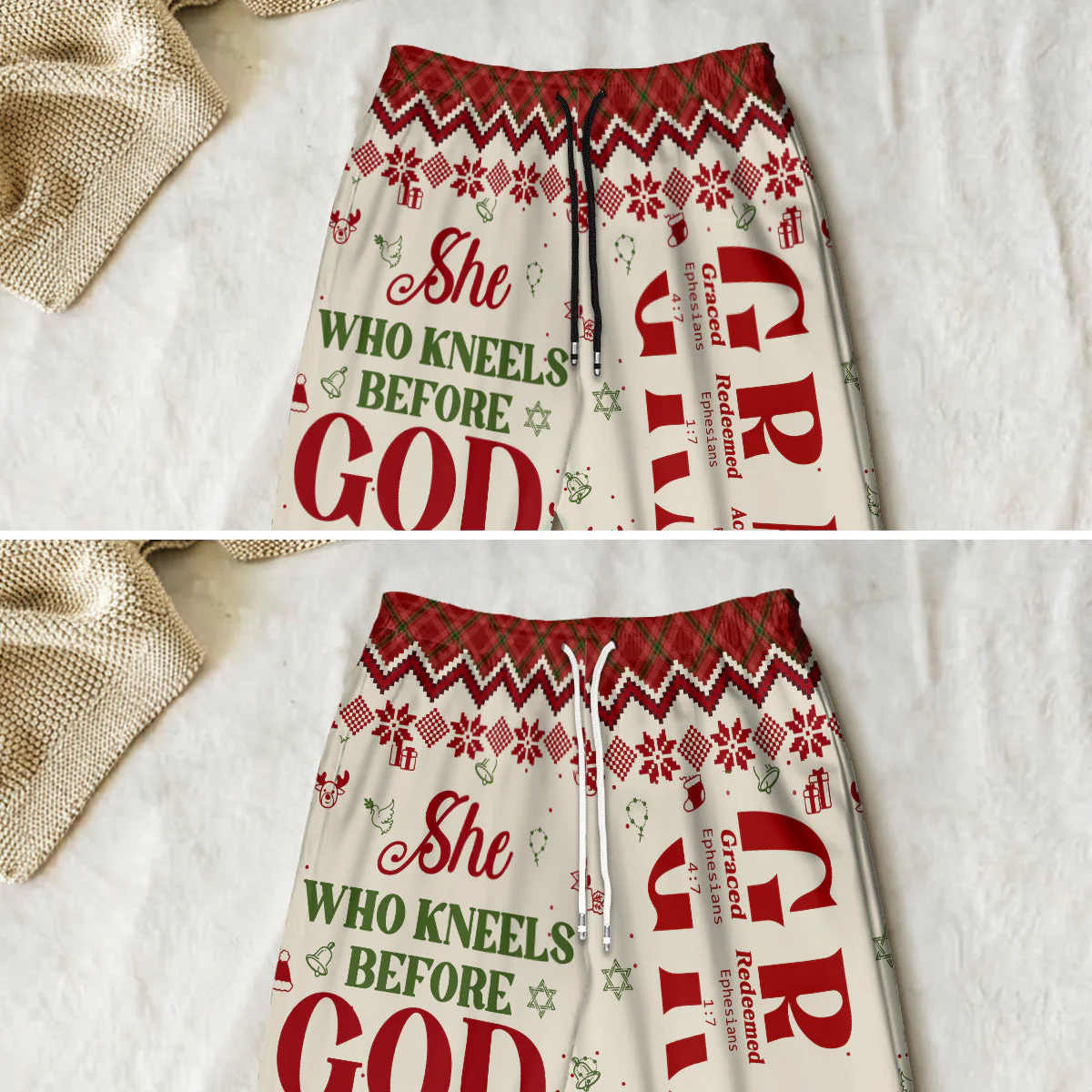 She Who Kneels Before God Can Stand Before Anyone - Personalized Sweatpants | TD118 - Image 4
