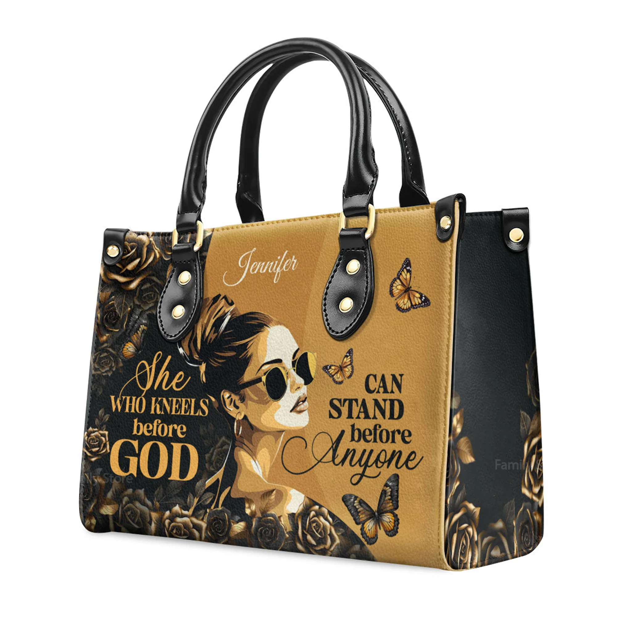 She Who Kneels Before God - Personalized Leather Handbag With Handle - AT4081232 - Image 3