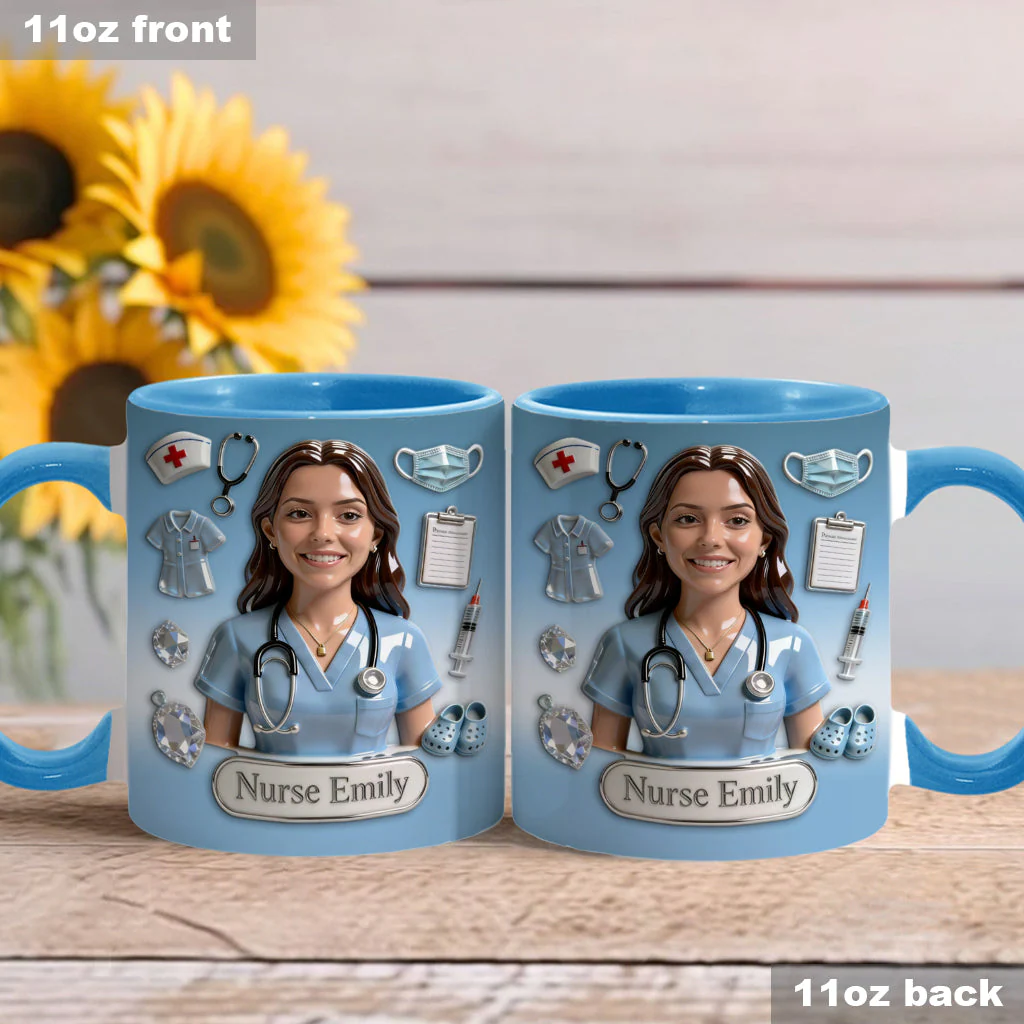 She Works Willingly With Her Hands - Personalized Nurse Accent Mug - Gift For Nurse - Image 4