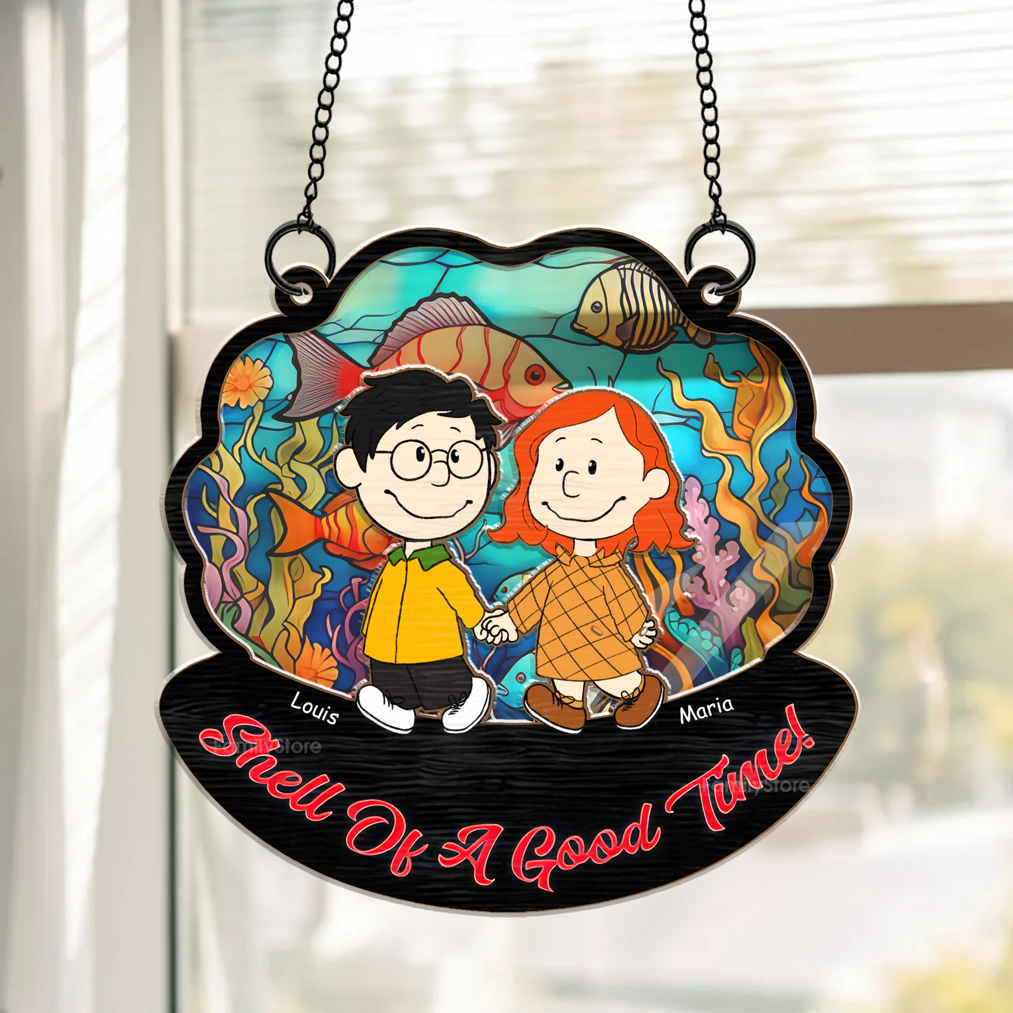 Shell Of A Good Tunel Peanut - Personalized Window Hanging Window Hanging Suncatcher Ornament - Gift For Couple, Husband Wife - CL43 NH96