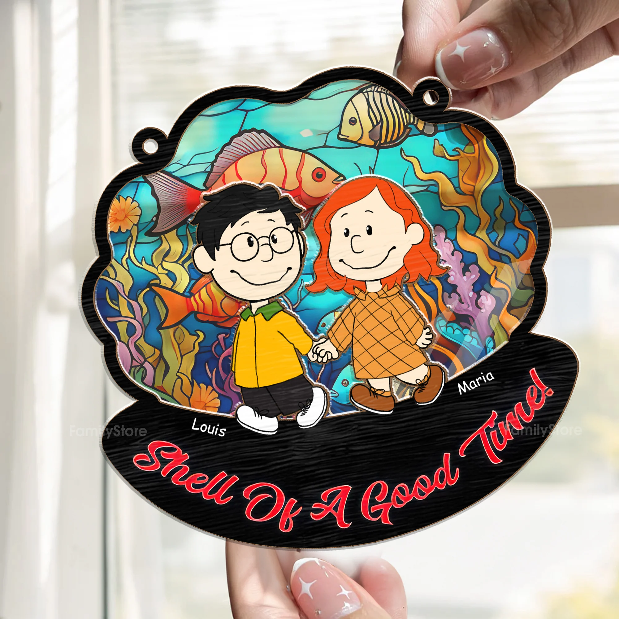 Shell Of A Good Tunel Peanut - Personalized Window Hanging Window Hanging Suncatcher Ornament - Gift For Couple, Husband Wife - CL43 NH96 - Image 2