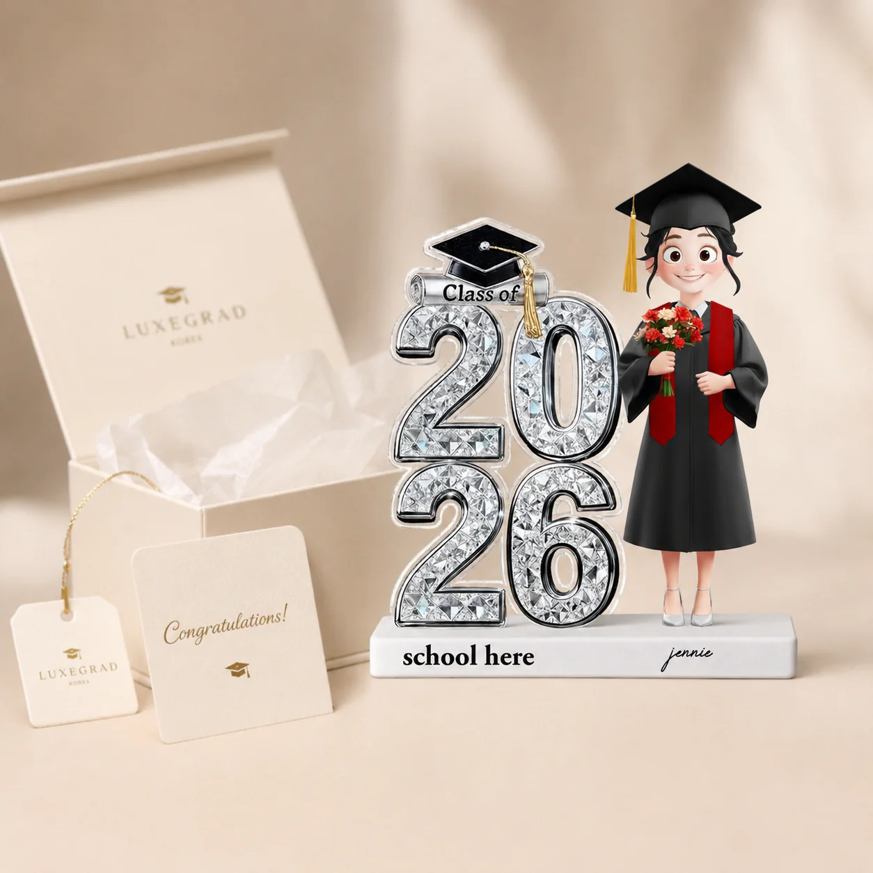 Shiny Effect Class Of 2026 2027 Senior 2D Flat - Personalized Acrylic Block Plaque - Graduation Gift For Graduates, Daughter, Son - Image 3