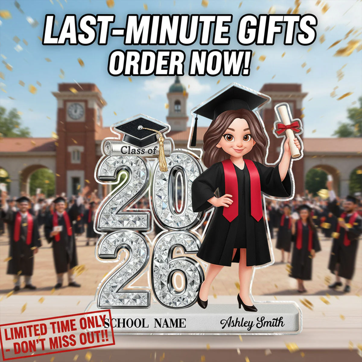 Shiny Effect Class Of 2026 2027 Senior 2D Flat - Personalized Acrylic Block Plaque - Graduation Gift For Graduates, Daughter, Son - Image 6