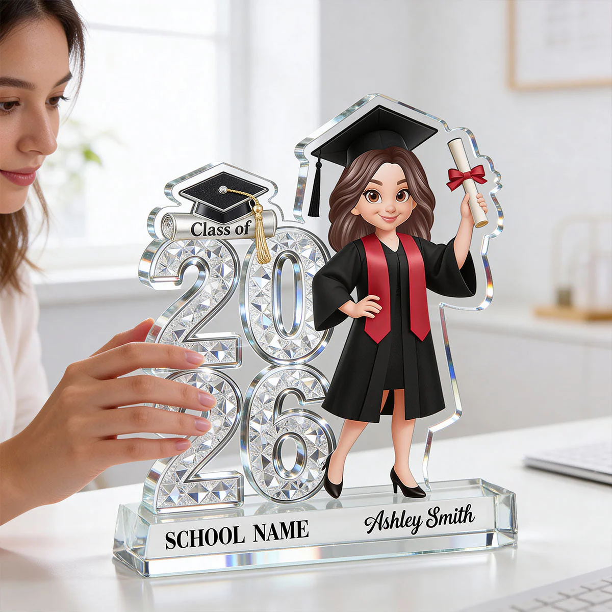 Shiny Effect Class Of 2026 2027 Senior 2D Flat - Personalized Acrylic Block Plaque - Graduation Gift For Graduates, Daughter, Son - Image 7