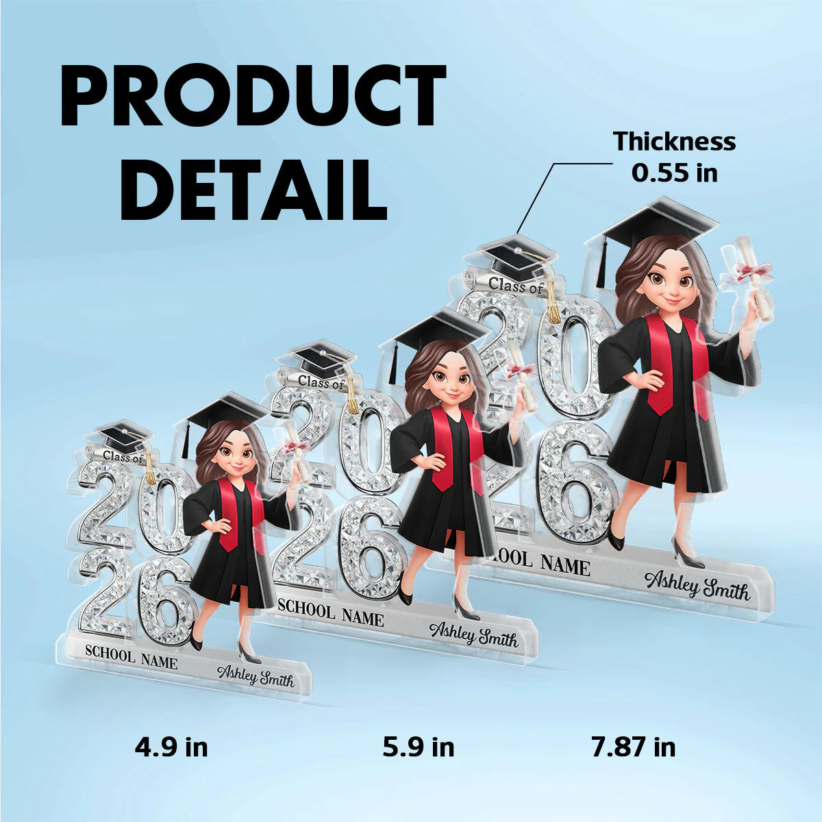 Shiny Effect Class Of 2026 2027 Senior 2D Flat - Personalized Acrylic Block Plaque - Graduation Gift For Graduates, Daughter, Son - Image 9