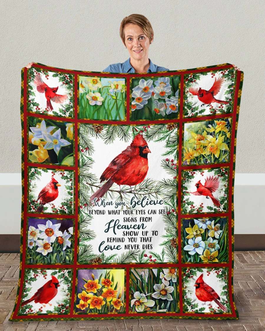Signs From Heaven Show Up To Remind You That Love Never Dies - Cardinal Blanket - Christmas Gift For Family, Memorial Human HH01 - Image 3