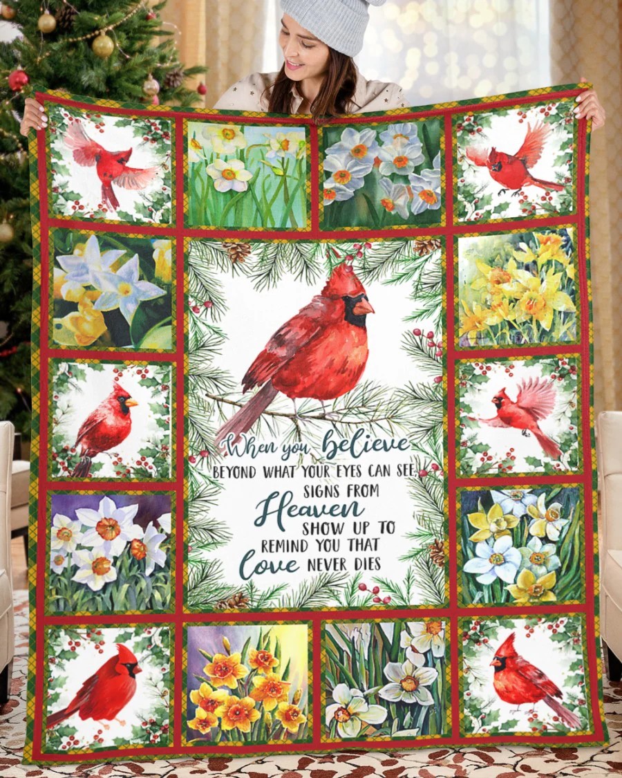 Signs From Heaven Show Up To Remind You That Love Never Dies - Cardinal Blanket - Christmas Gift For Family, Memorial Human HH01 - Image 5