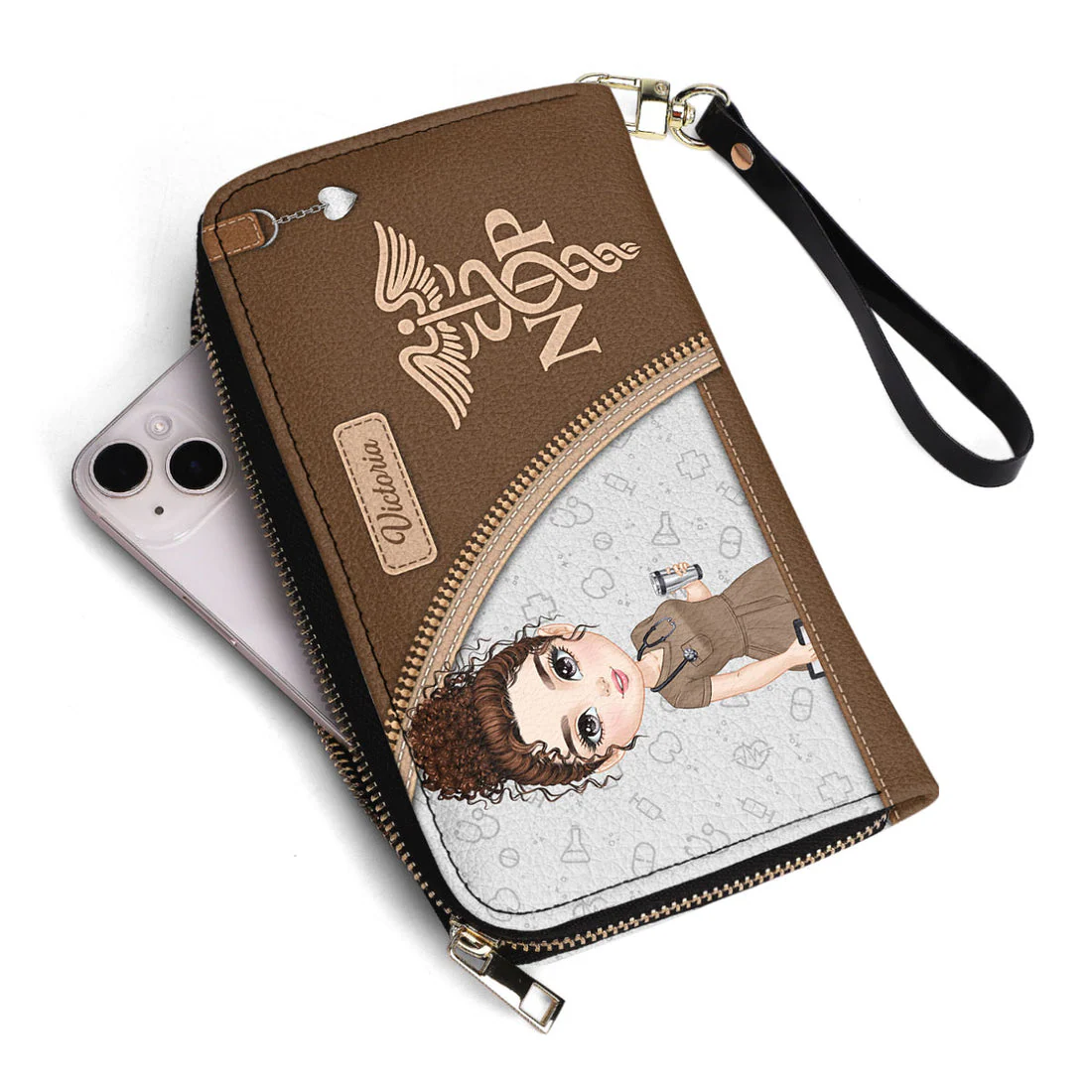 Simple Nurse Life - Personalized Leather Long Wallet - Gift For Nurse | NR4 HH01 - Image 2