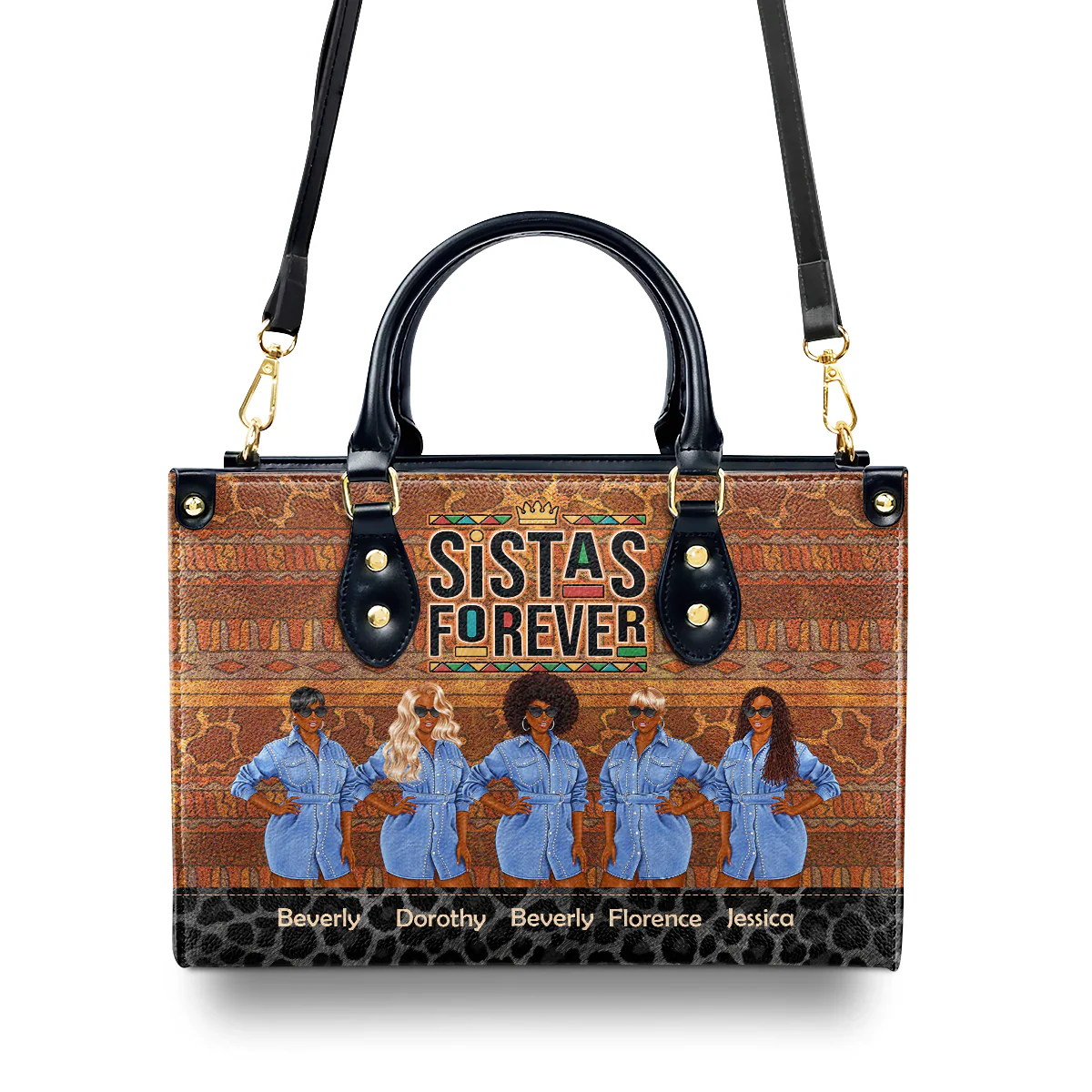 Sistas Forever - Personalized Leather Handbag - Gift For African Best Friends HD95 - Image 4