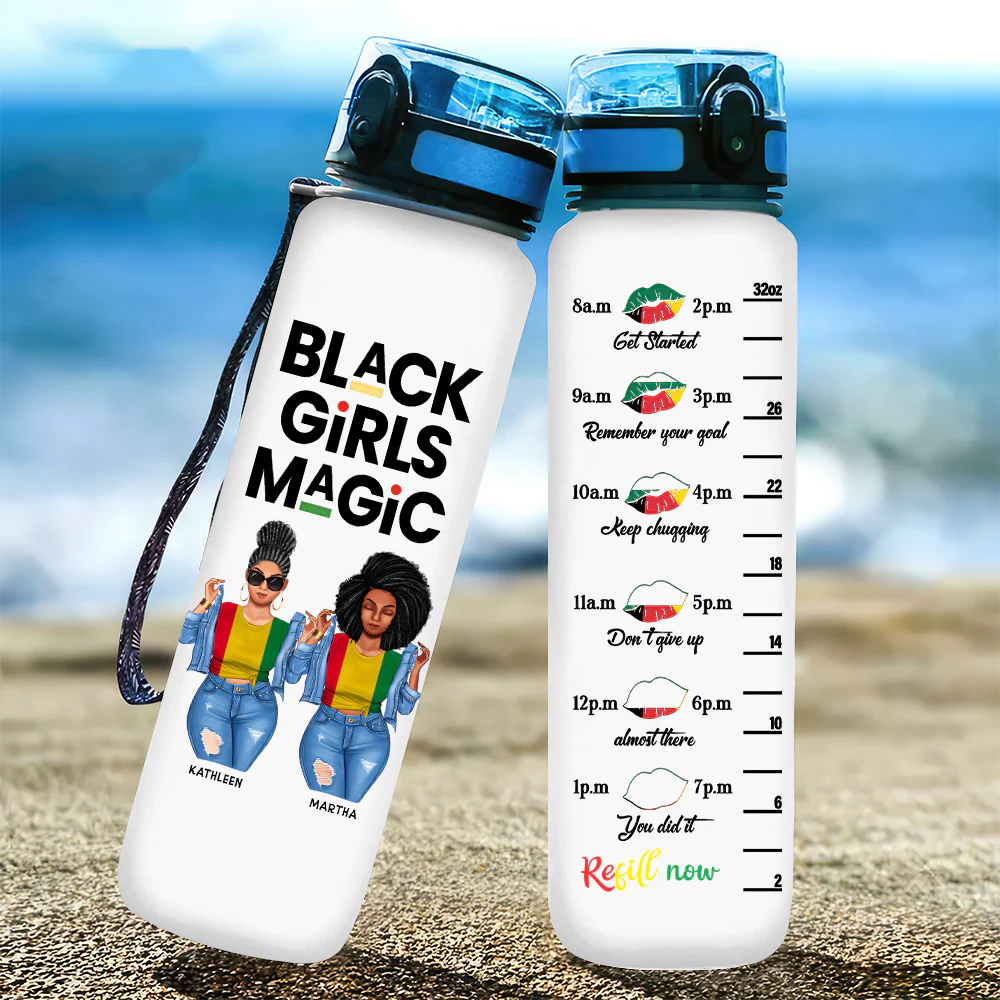 Sistas Personalized African American - Water Tracker Bottle - Gift for Black Sisters, Best Friends | GR3 - Image 2