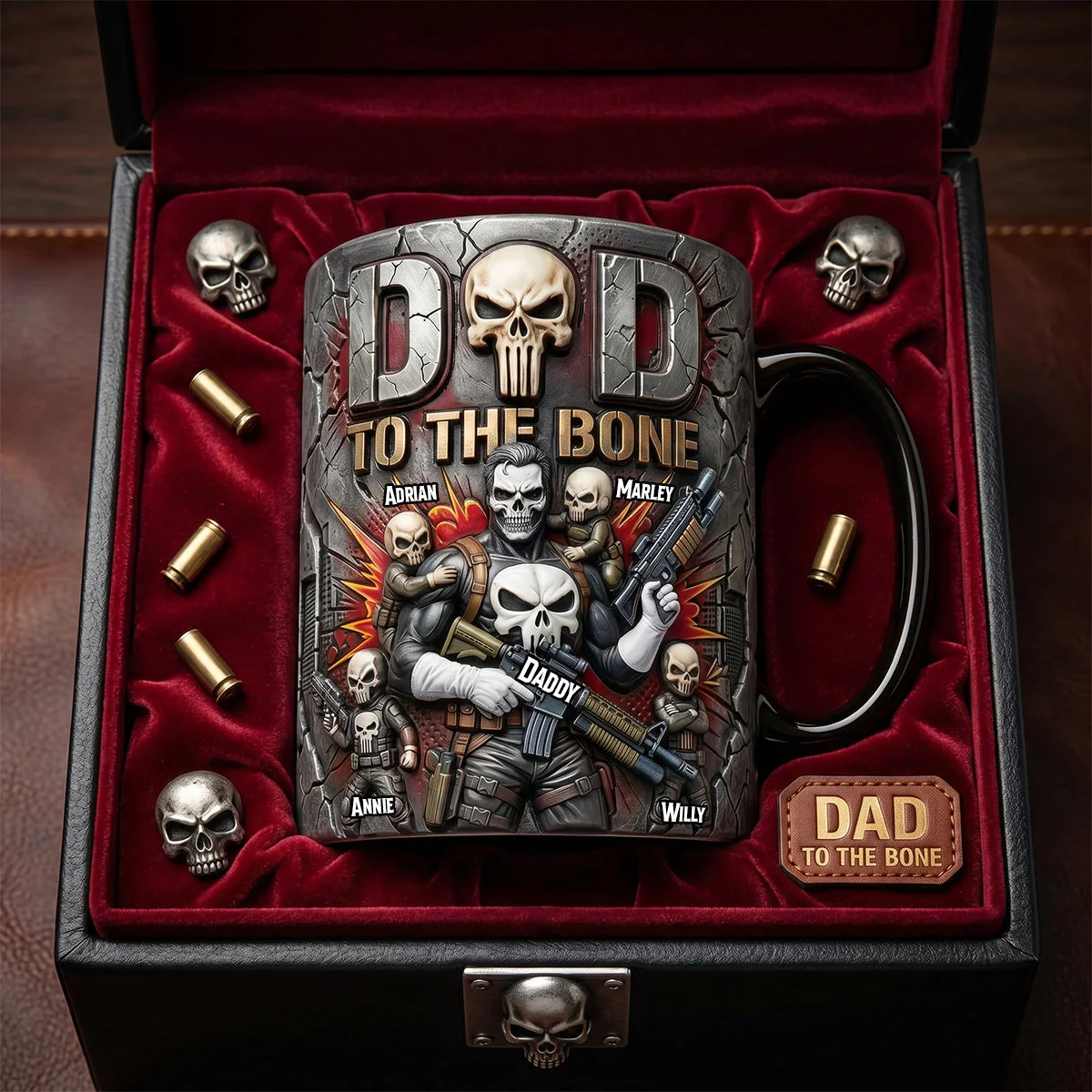 Skull Dad To The Bone - Personalized Color Changing Mug - Gift For Dad - Image 2