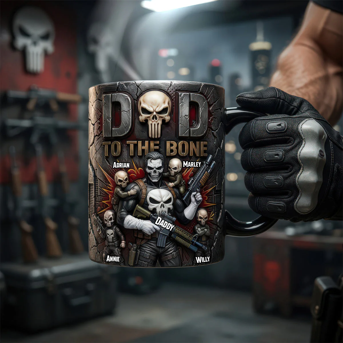 Skull Dad To The Bone - Personalized Color Changing Mug - Gift For Dad - Image 3