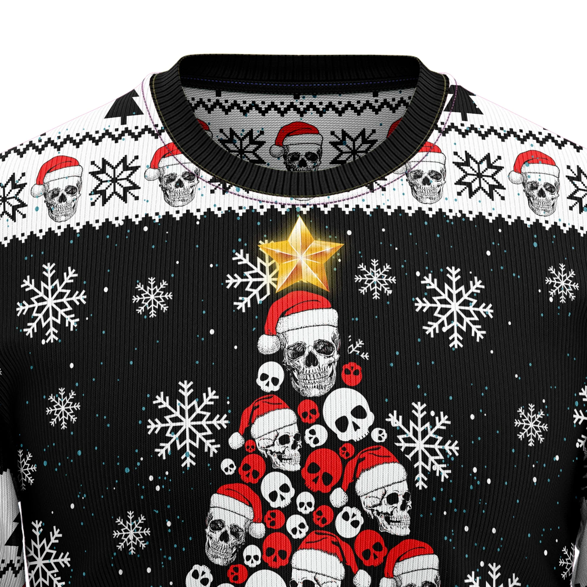 Skull Pine Tree Ugly Christmas Sweater - Funny Gift For Friend, Family Member - Image 2