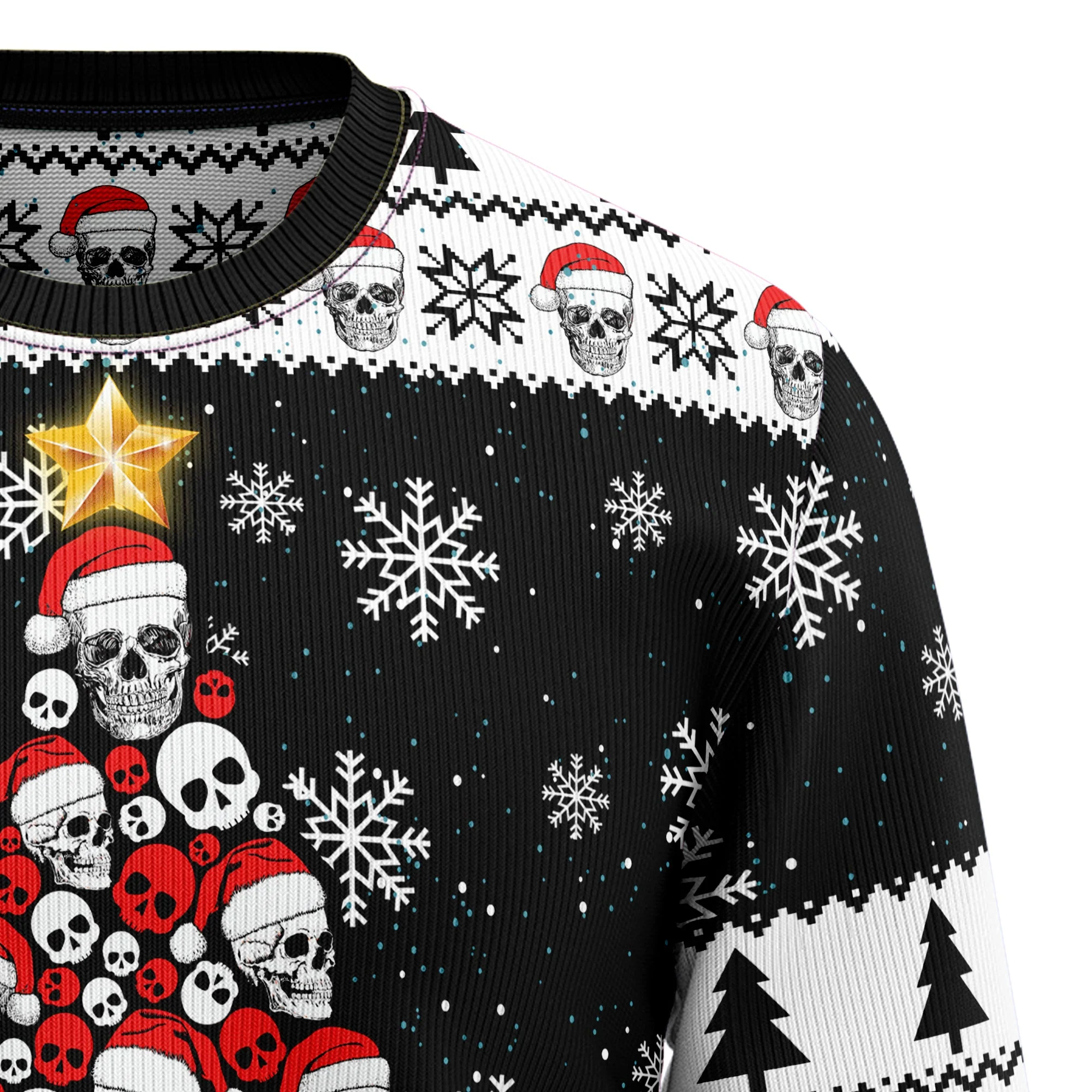 Skull Pine Tree Ugly Christmas Sweater - Funny Gift For Friend, Family Member - Image 3