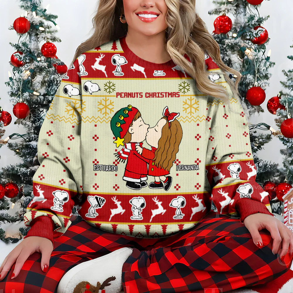 Snoopopy Peanut Couple Christmas - Personalized Ugly Sweatshirt - Gift For Couple, Husband Wife CL45 NH96 - Image 4