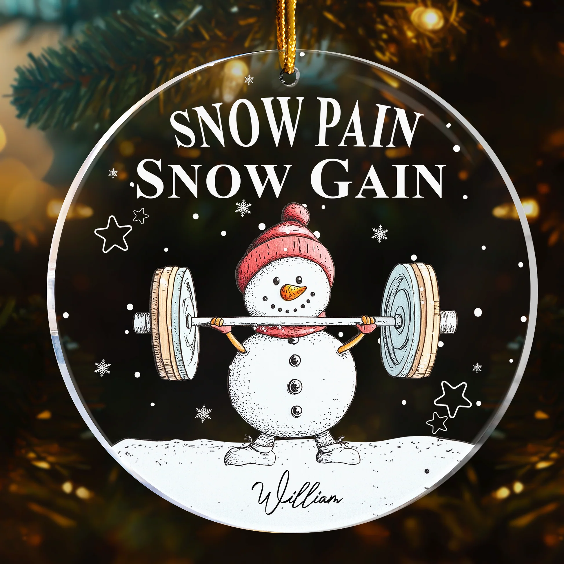 Snow Pain Snow Gain - Personalized Acrylic Ornament - Gift For Fitness Lovers NH96 - Image 4