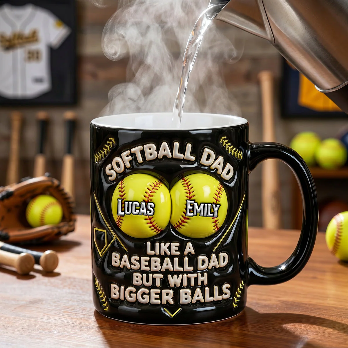 Softball Dad - Personalized Ceramic Mug - Gift For Father's Day