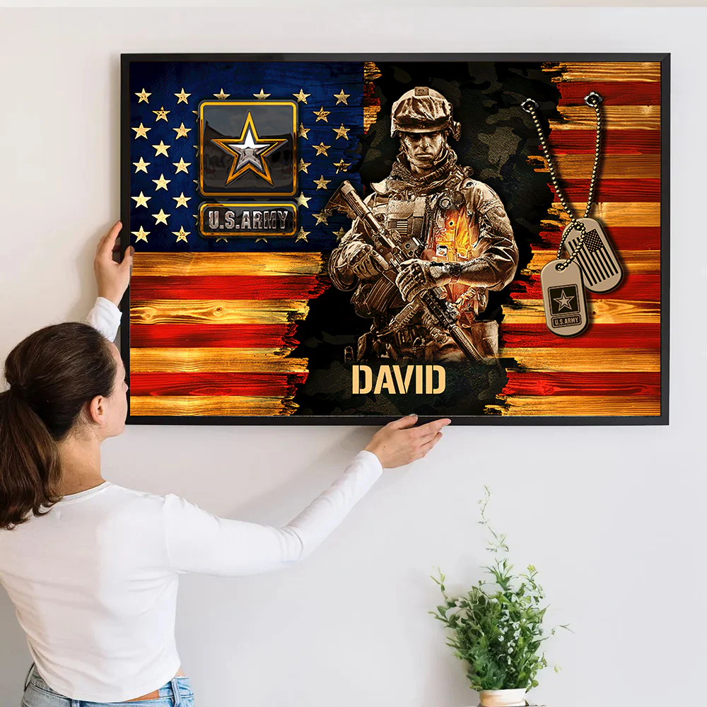 Soldier American Rustic Flag - Canvas Poster - Gift For Patriotic, Veteran | HN02 - Image 2