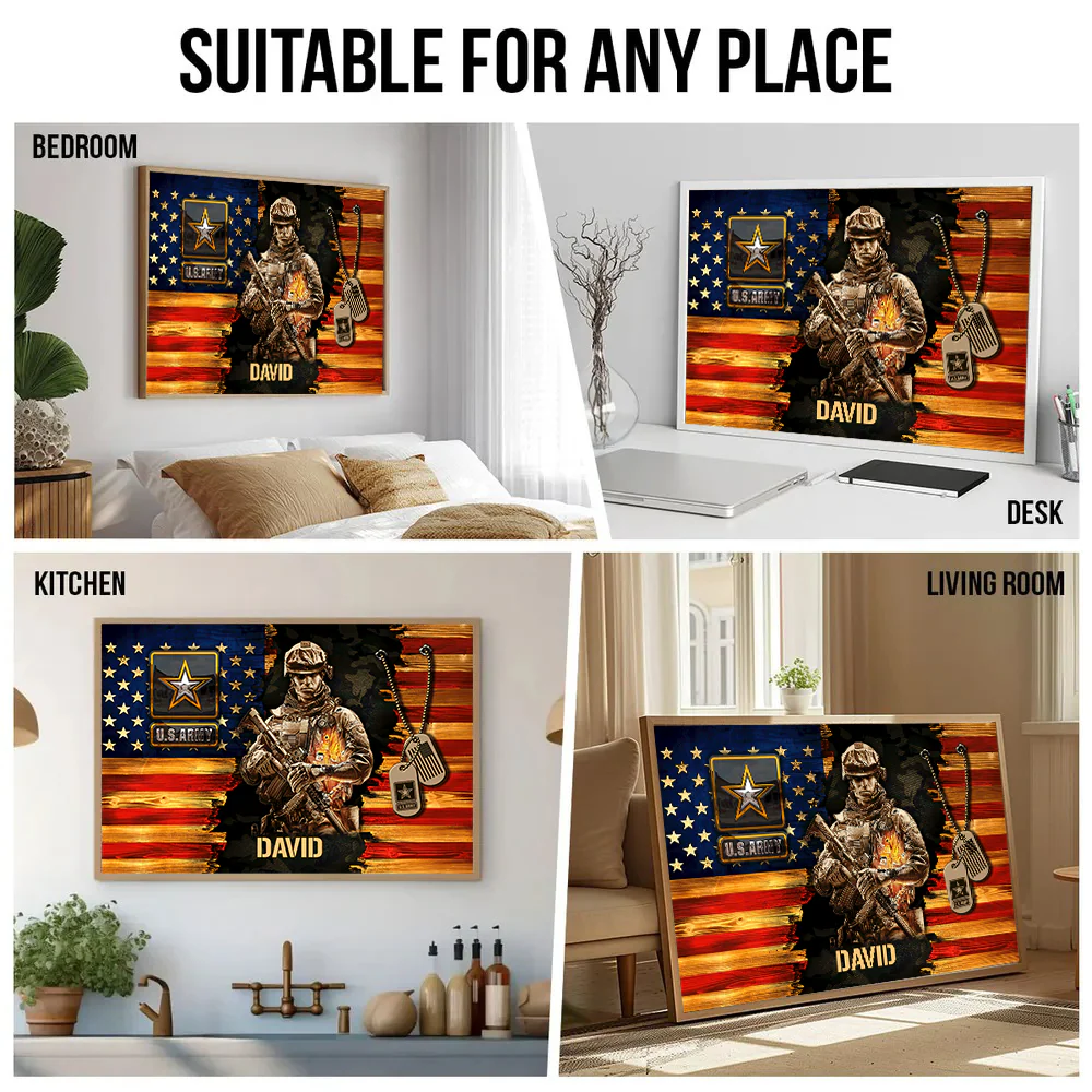 Soldier American Rustic Flag - Canvas Poster - Gift For Patriotic, Veteran | HN02 - Image 3