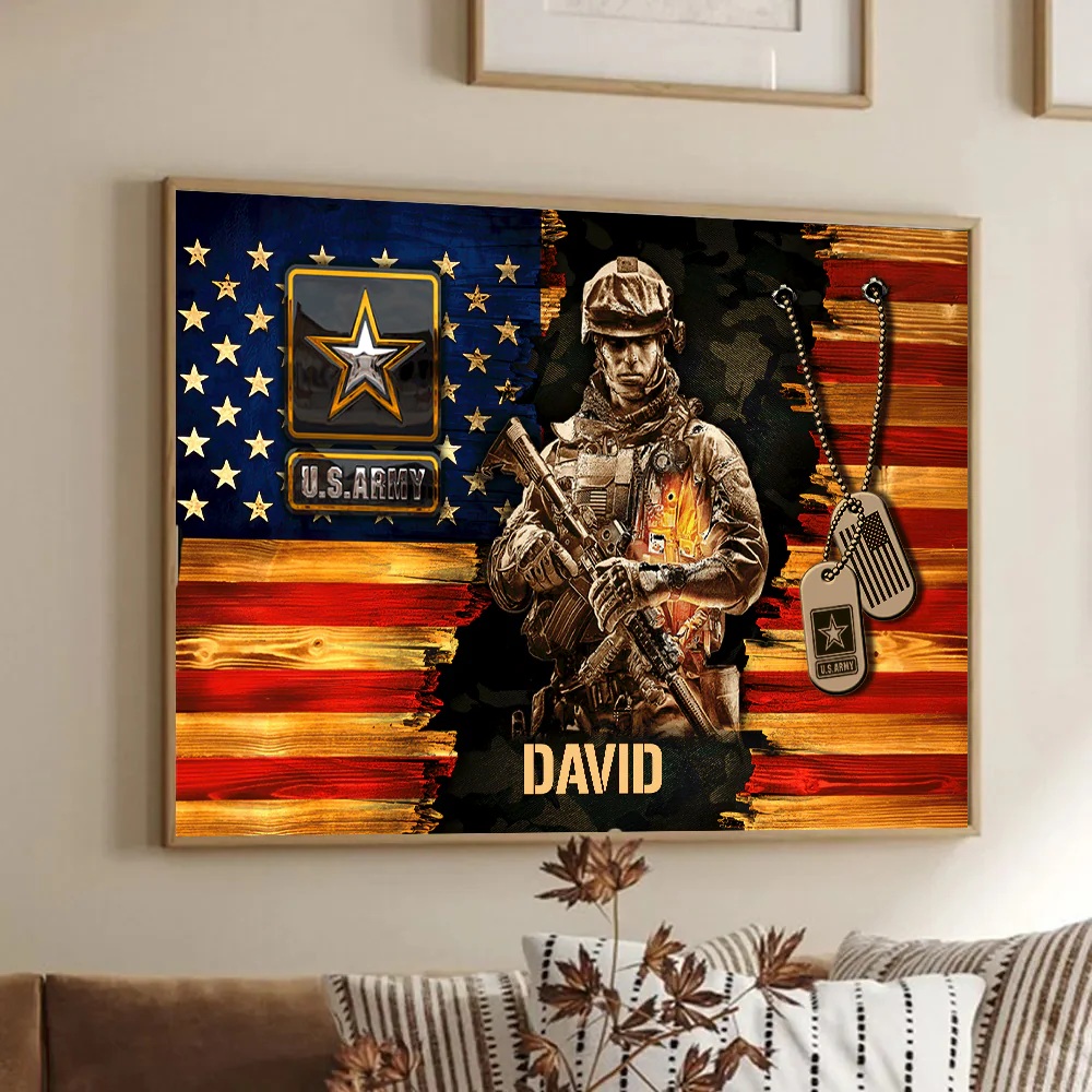 Soldier American Rustic Flag - Canvas Poster - Gift For Patriotic, Veteran | HN02 - Image 4