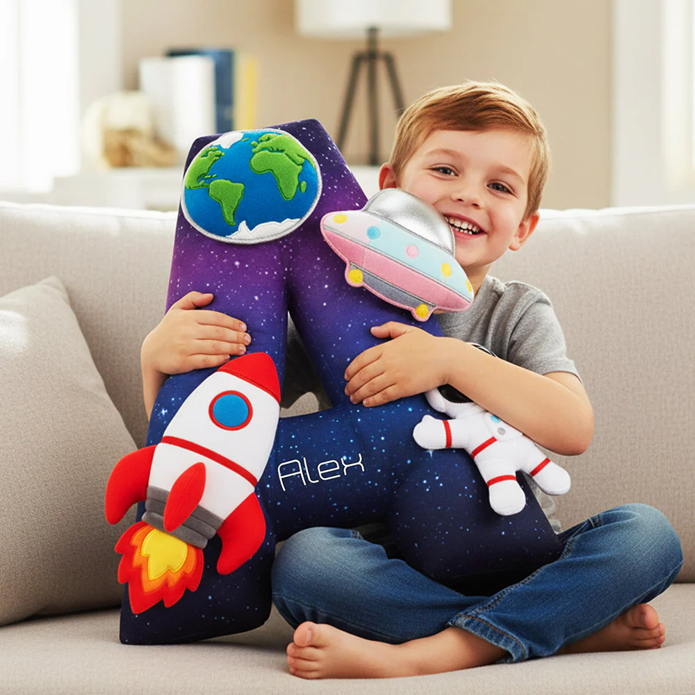 Space Alphabet - Personalized Custom Shape Pillow - Gift For Kids | HH01