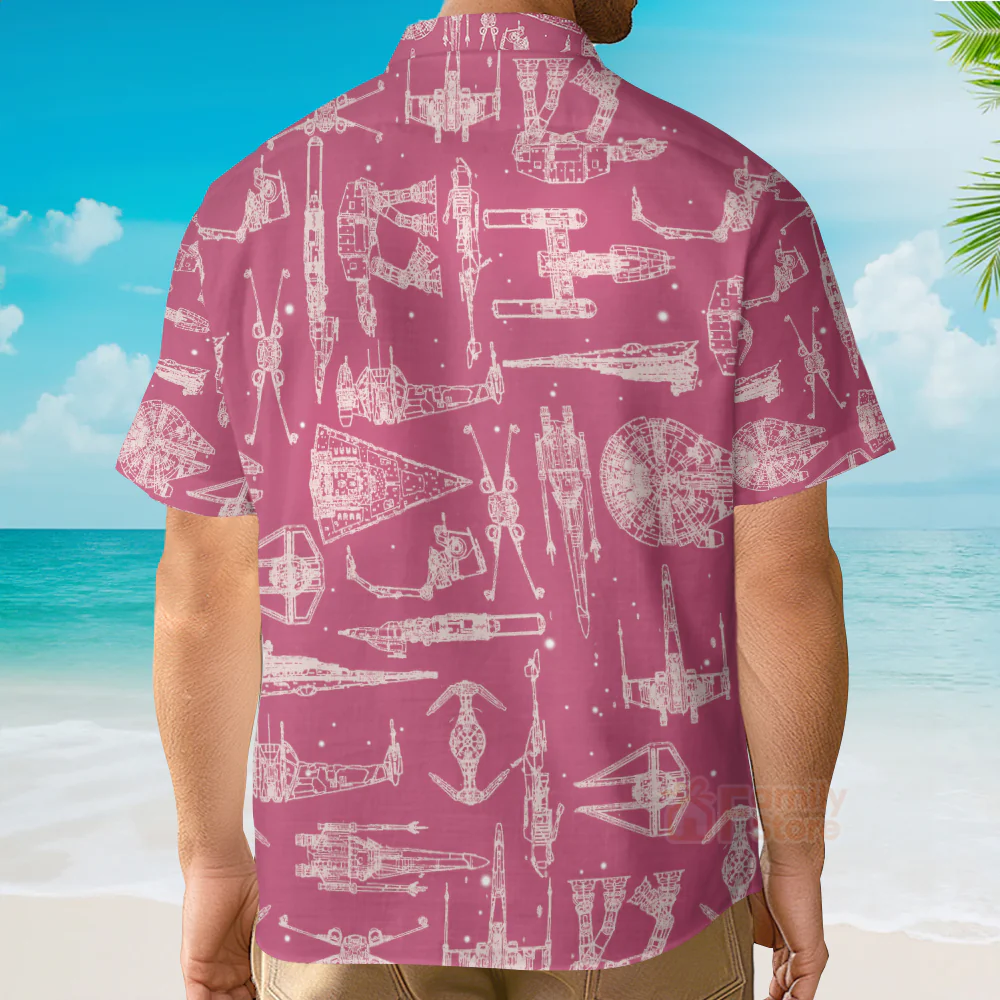 Space Ships Stwa Pink - Hawaiian Shirt For Men, Women, Kids - Image 4
