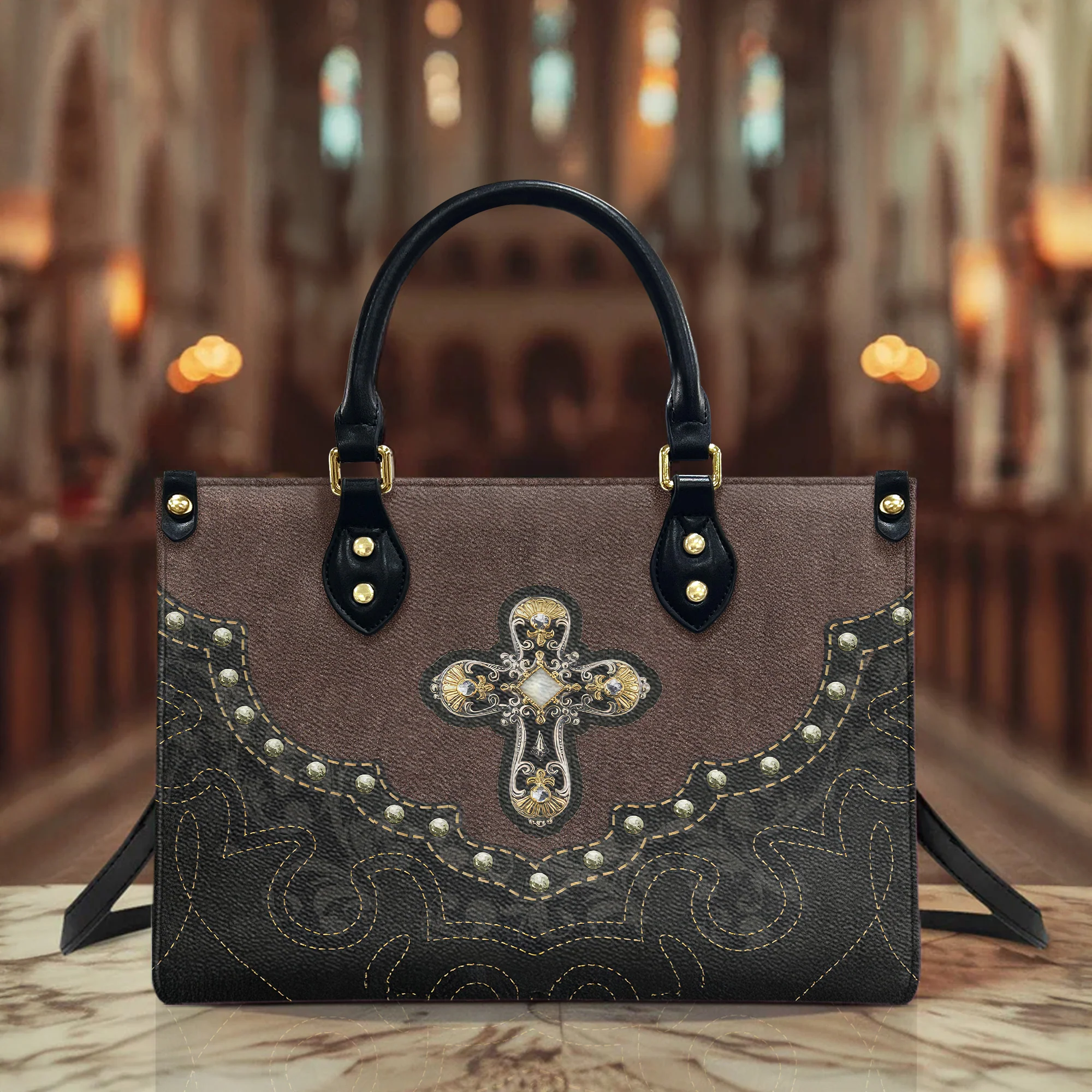 Special Cross - Scripture Gifts For Women Of God - Personalized Leather Handbag With Handle - AT4081416