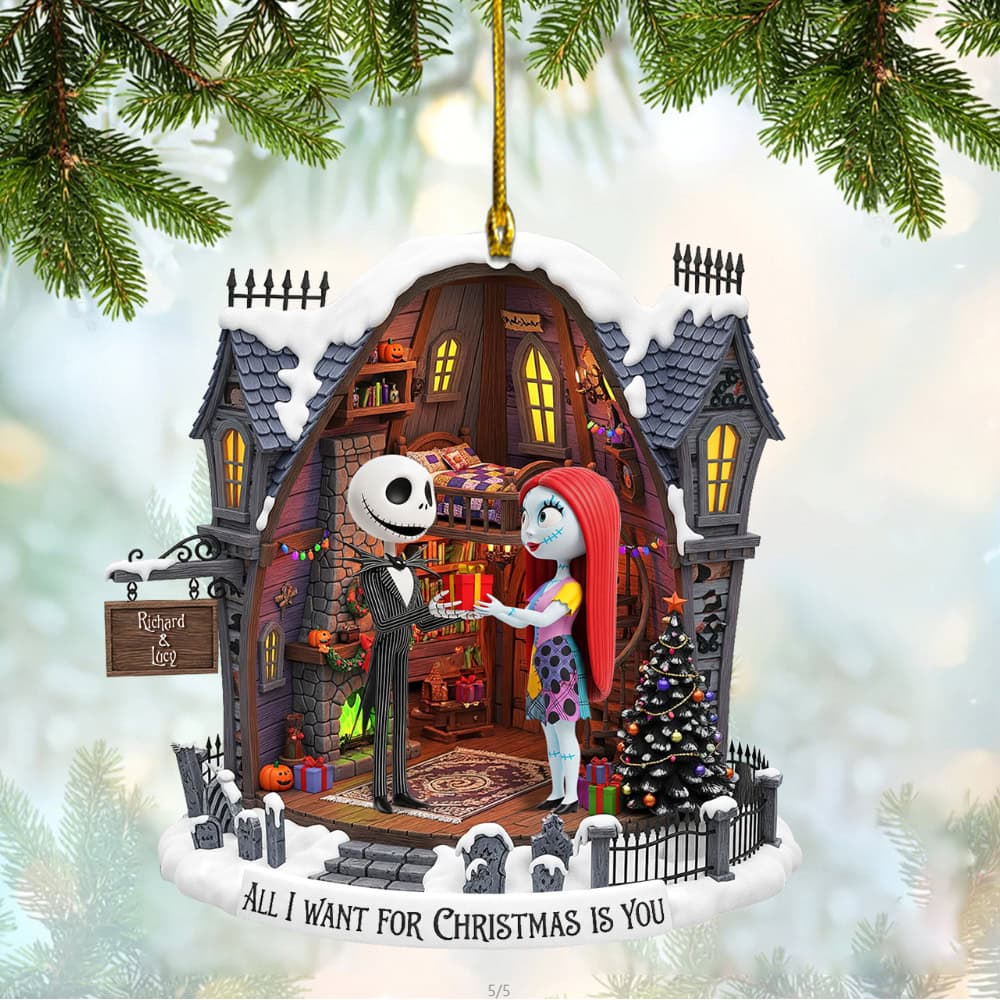 Spooky All I Want Is You - Personalized Acrylic Ornament - Christmas Gift For Spooky Couple NA94