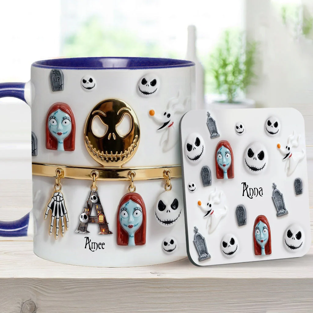 Spooky Charater With Name Letter - Personalized Accent Mug - Gift For Movie Fans NL122 - Image 12