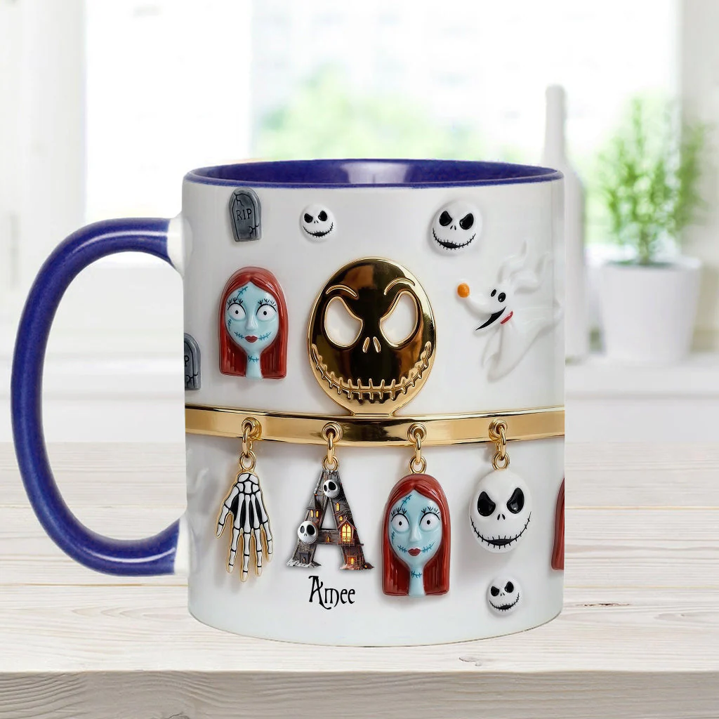 Spooky Charater With Name Letter - Personalized Accent Mug - Gift For Movie Fans NL122 - Image 14