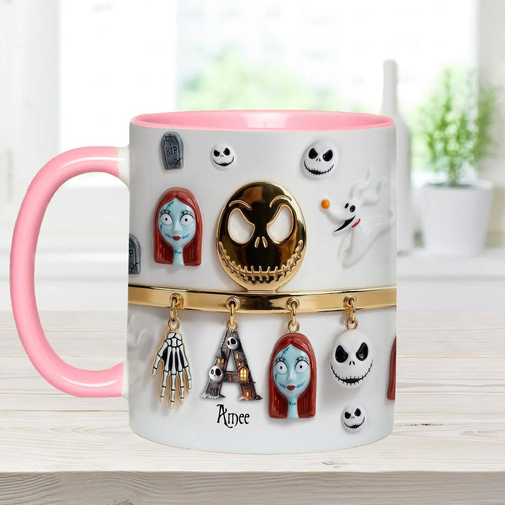 Spooky Charater With Name Letter - Personalized Accent Mug - Gift For Movie Fans NL122 - Image 15