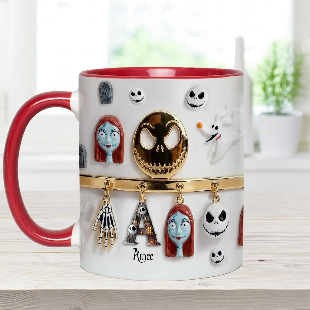 Spooky Charater With Name Letter - Personalized Accent Mug - Gift For Movie Fans NL122 - Image 17