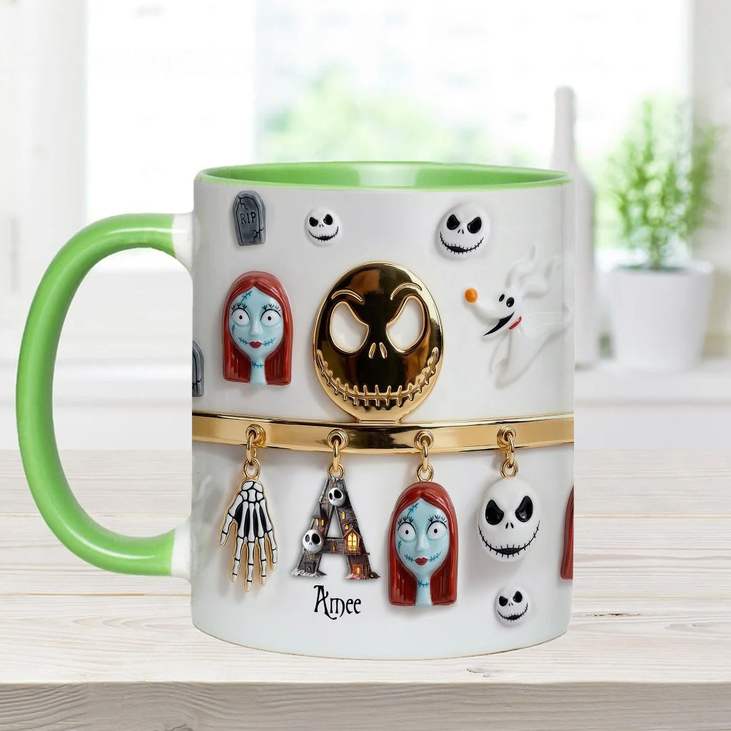 Spooky Charater With Name Letter - Personalized Accent Mug - Gift For Movie Fans NL122 - Image 18