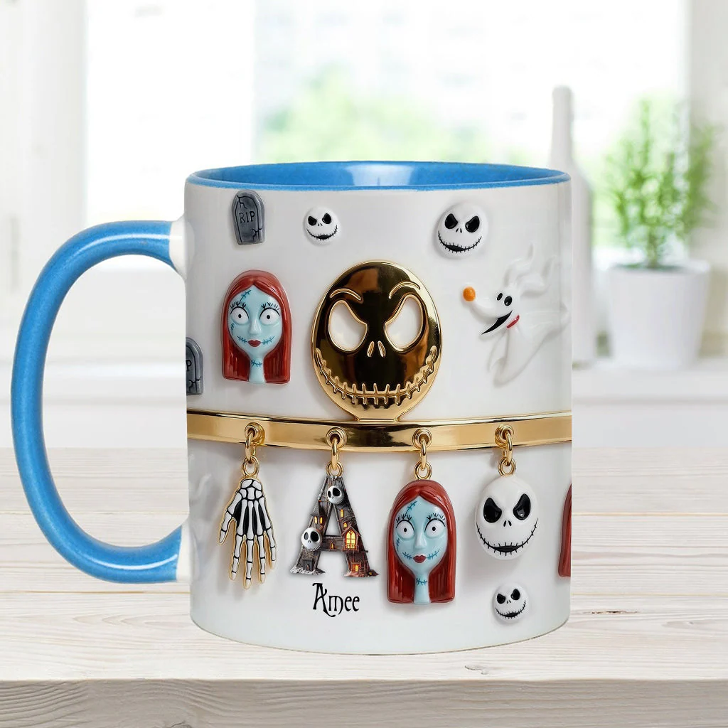 Spooky Charater With Name Letter - Personalized Accent Mug - Gift For Movie Fans NL122 - Image 19