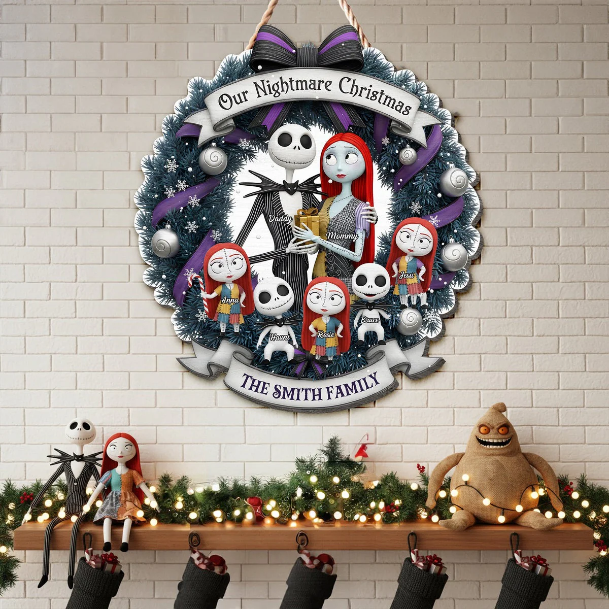 Spooky Family - Personalized Custom Shaped Wood Sign - Christmas Gifts For Family NL122 - Image 2